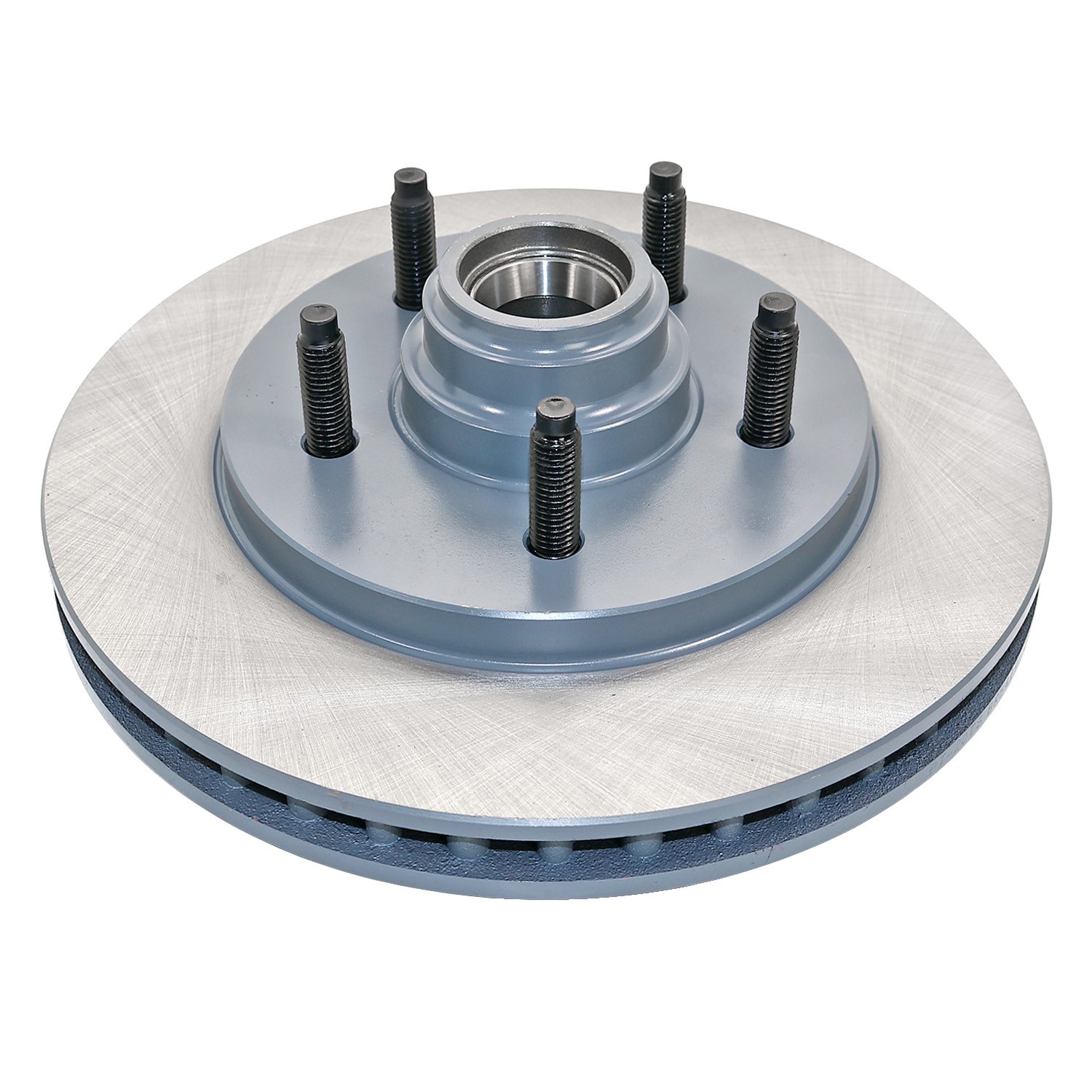 Coated on hat and edge; non-directional swirl finish