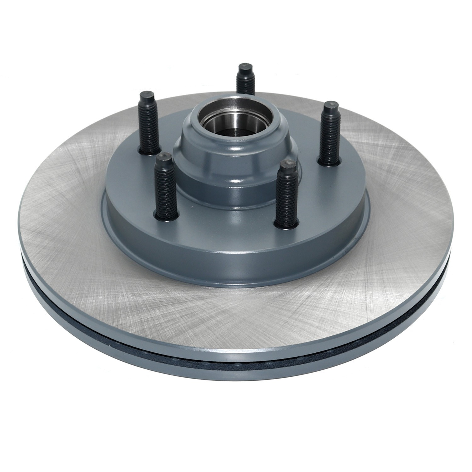 Coated on hat and edge; non-directional swirl finish