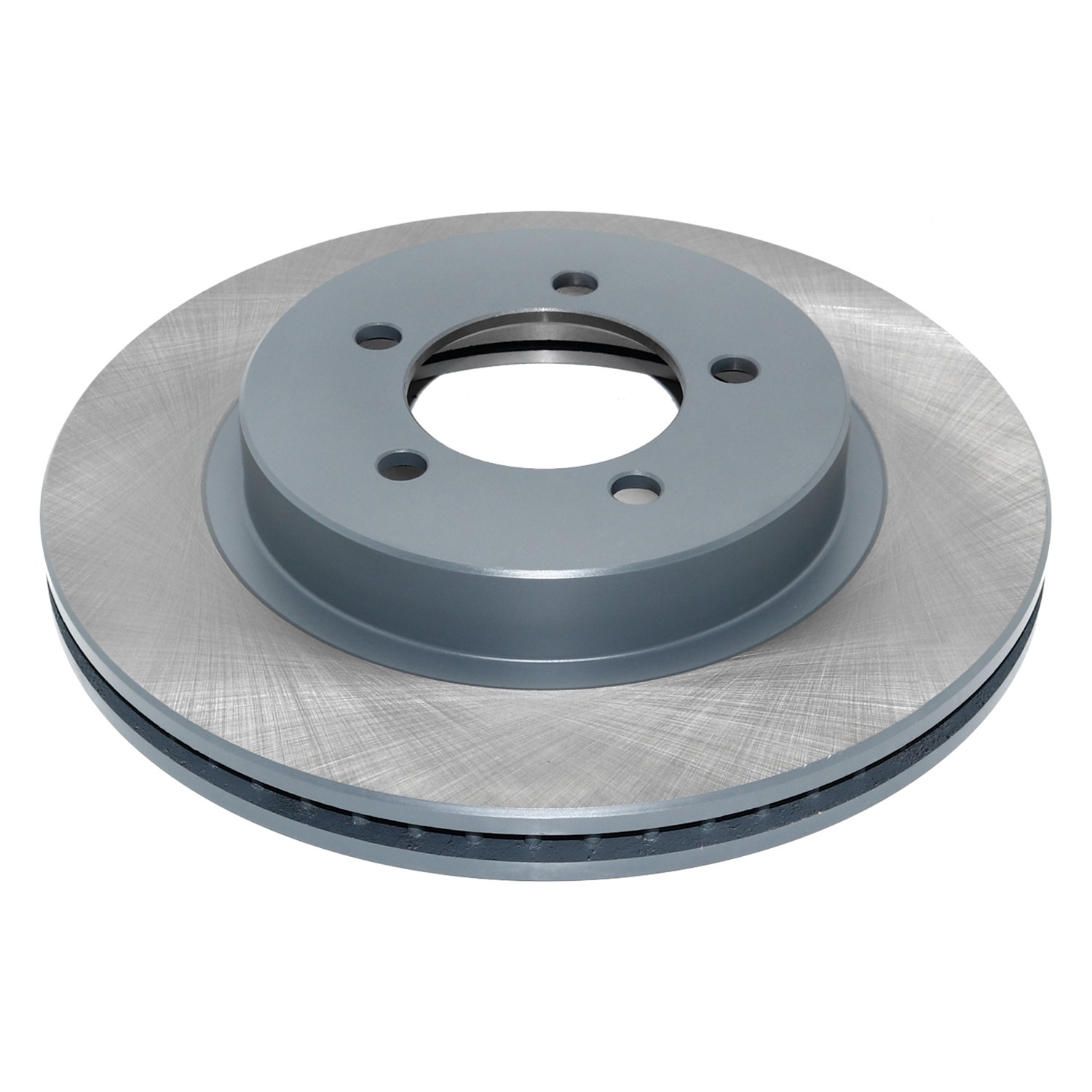 Coated on hat and edge; non-directional swirl finish