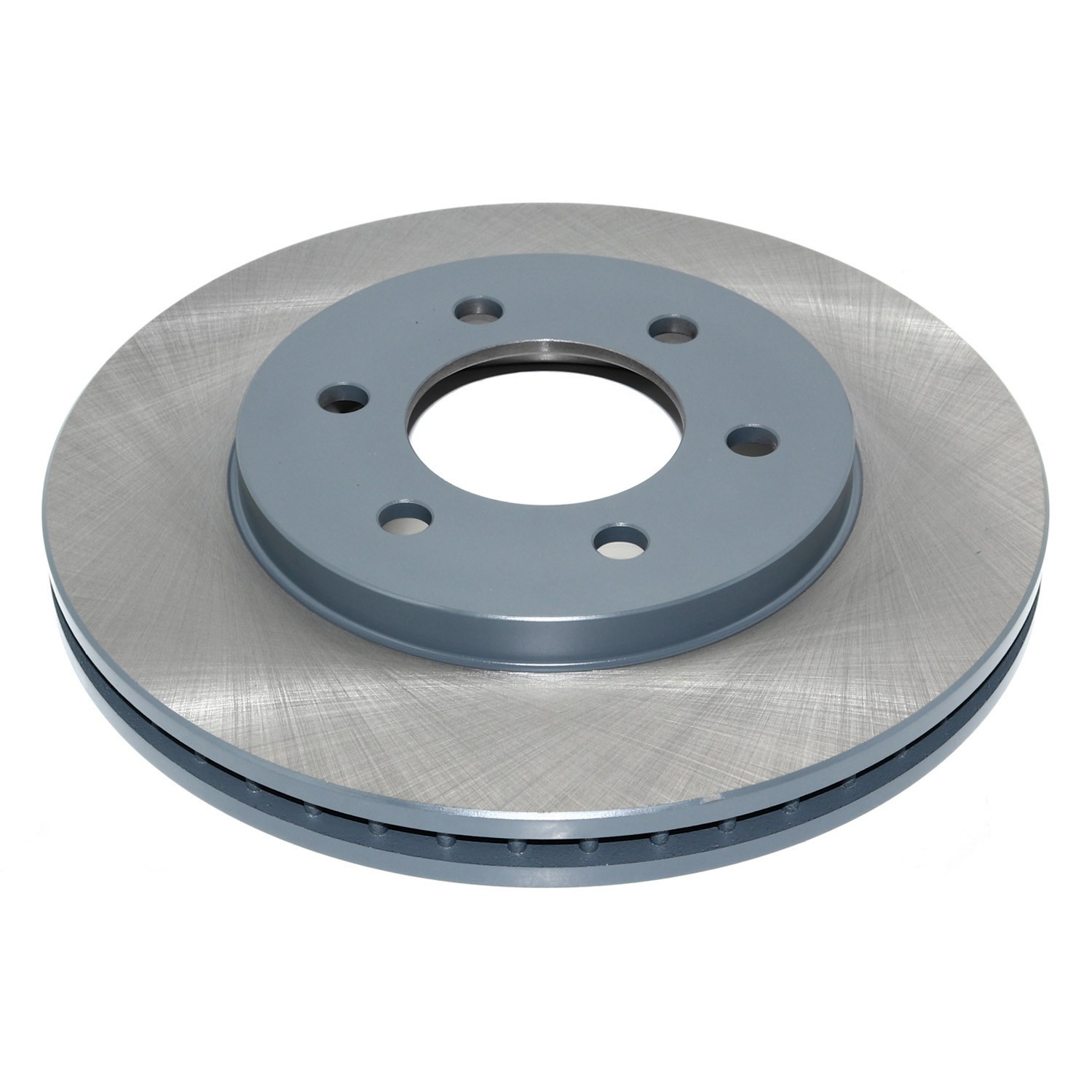 Coated on hat and edge; non-directional swirl finish