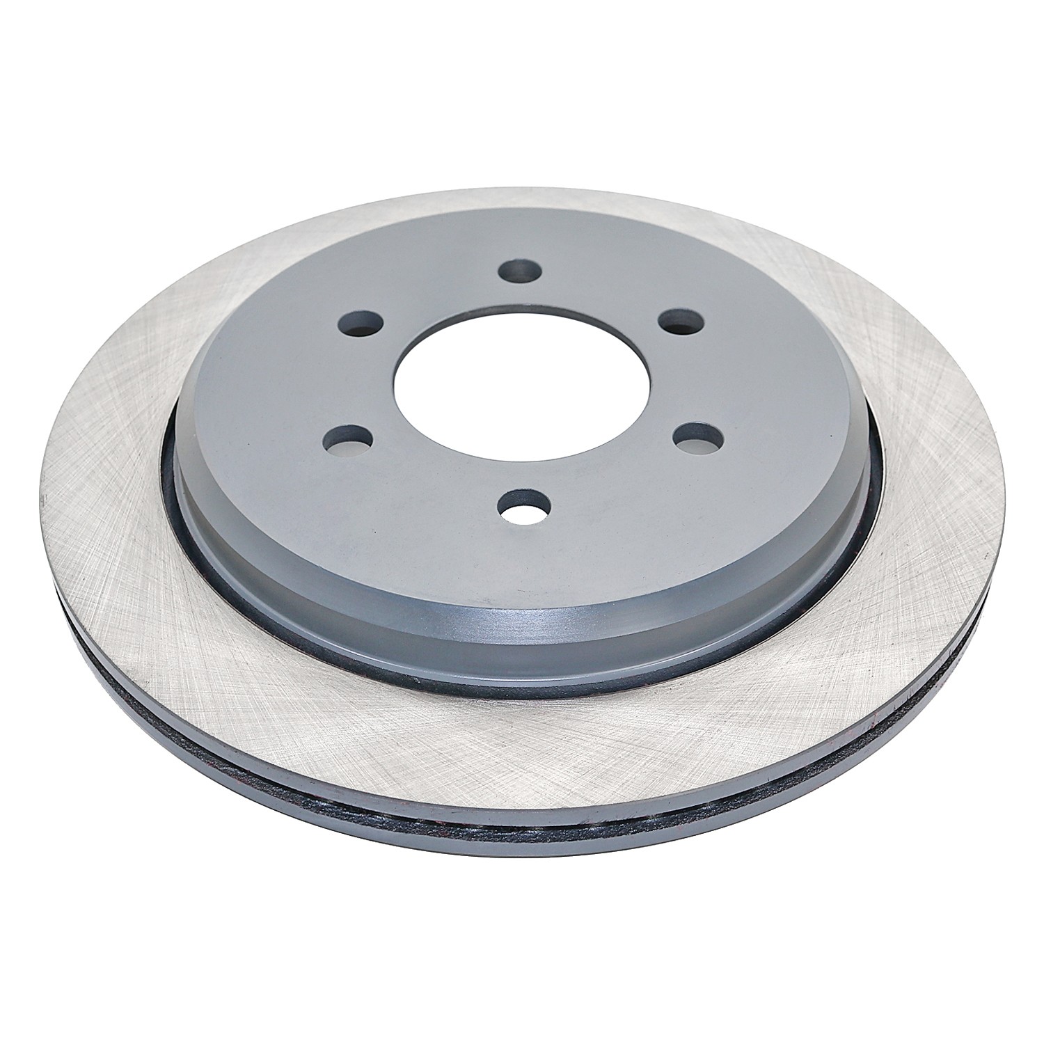 Coated on hat and edge; non-directional swirl finish