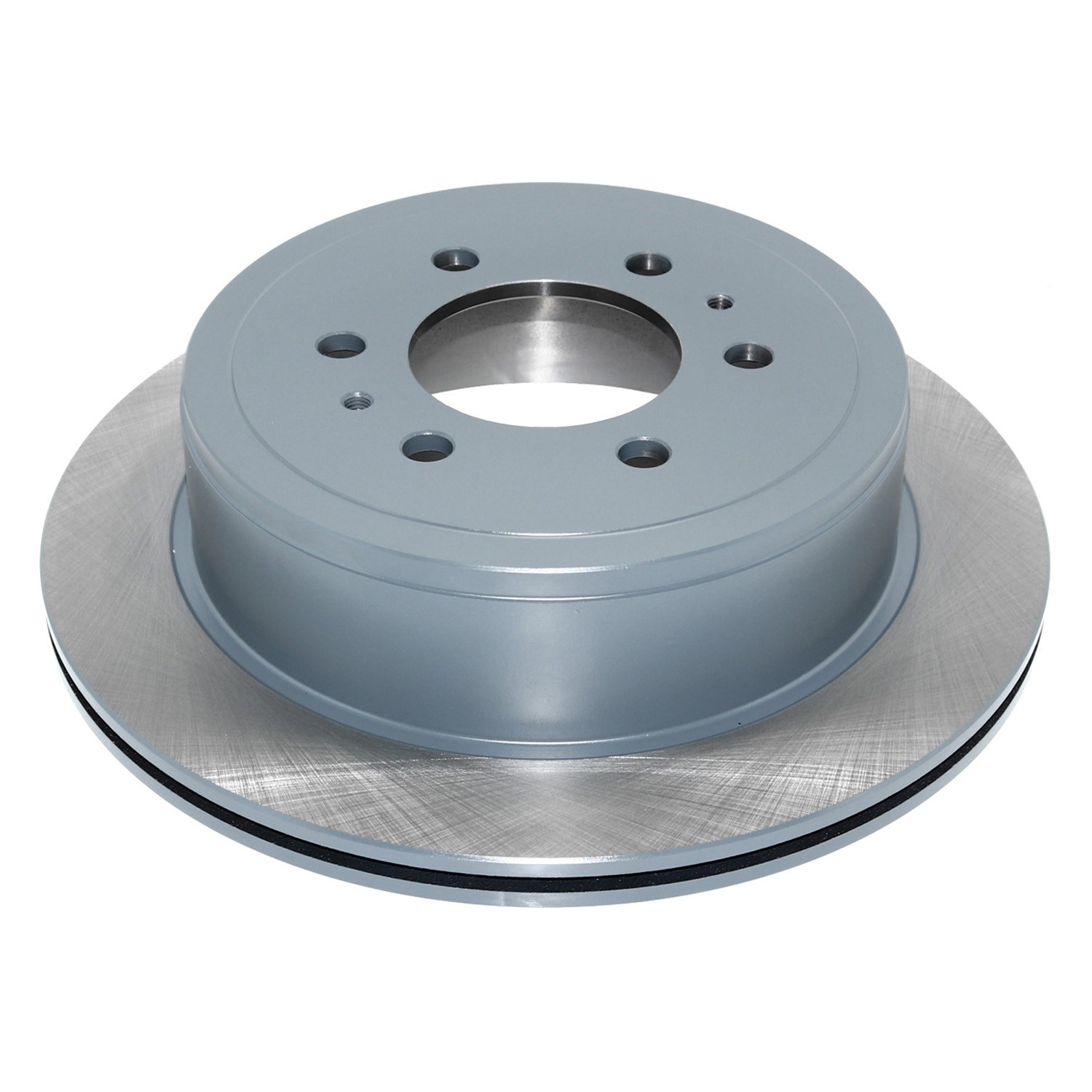 Coated on hat and edge; non-directional swirl finish