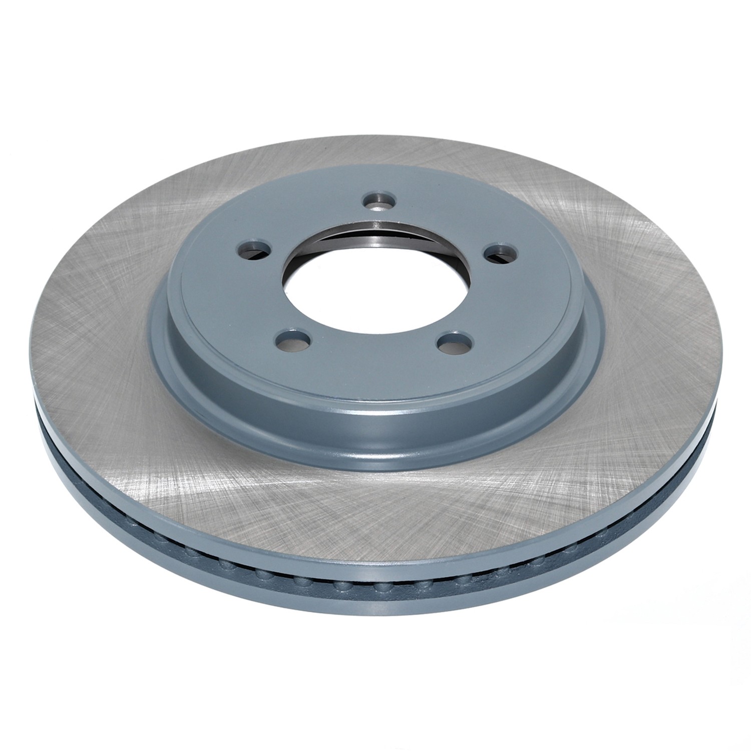 Coated on hat and edge; non-directional swirl finish