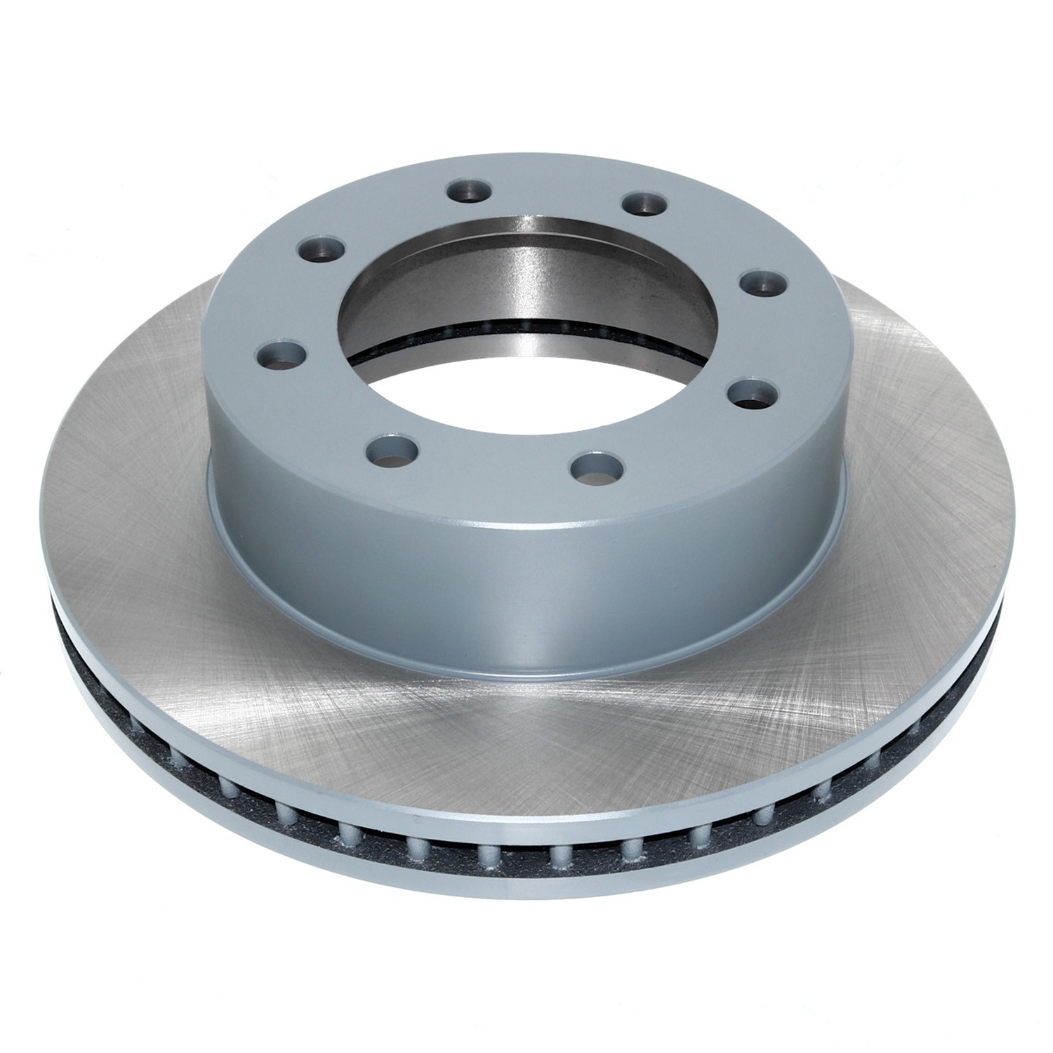 Coated on hat and edge; non-directional swirl finish