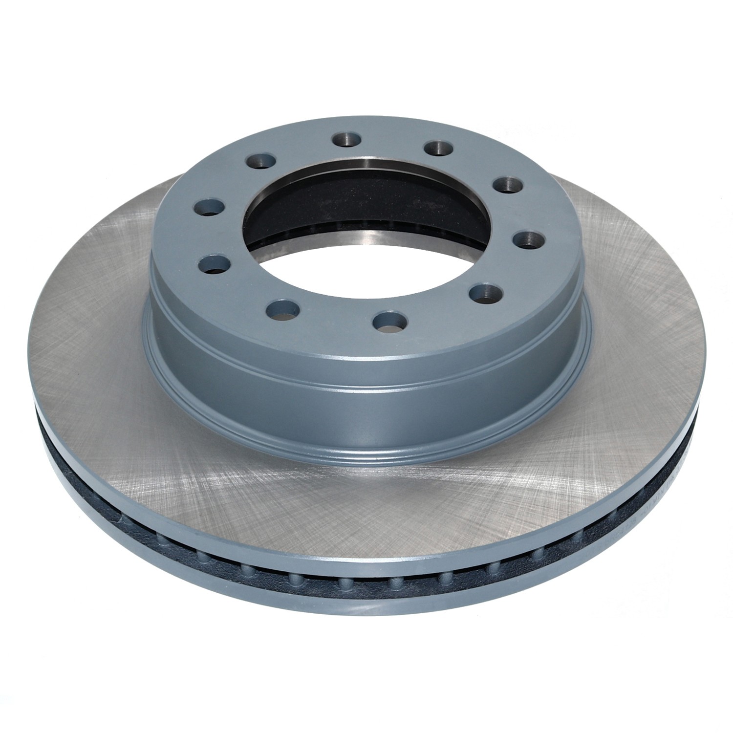 Coated on hat and edge; non-directional swirl finish