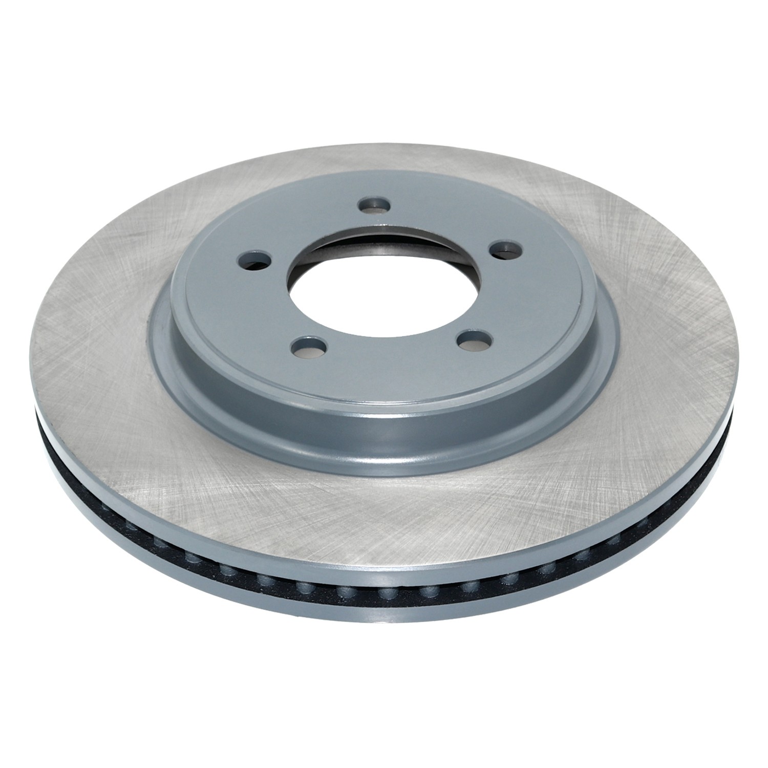 Coated on hat and edge; non-directional swirl finish