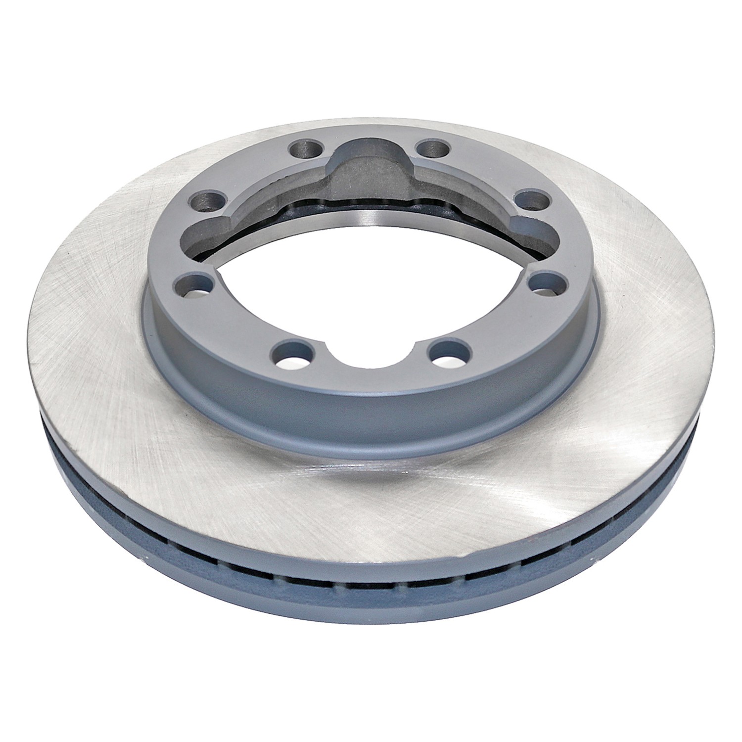Coated on hat and edge; non-directional swirl finish