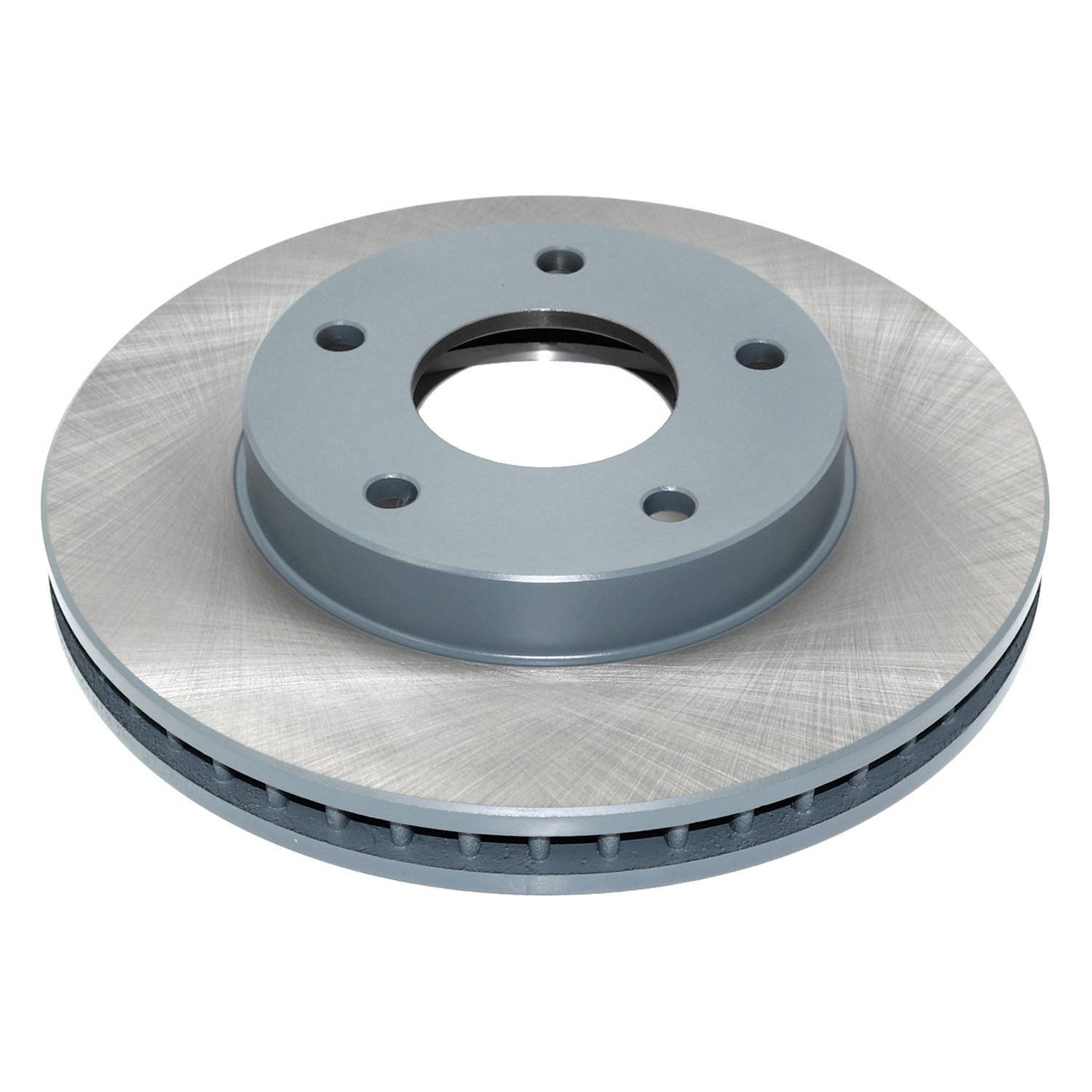 Coated on hat and edge; non-directional swirl finish