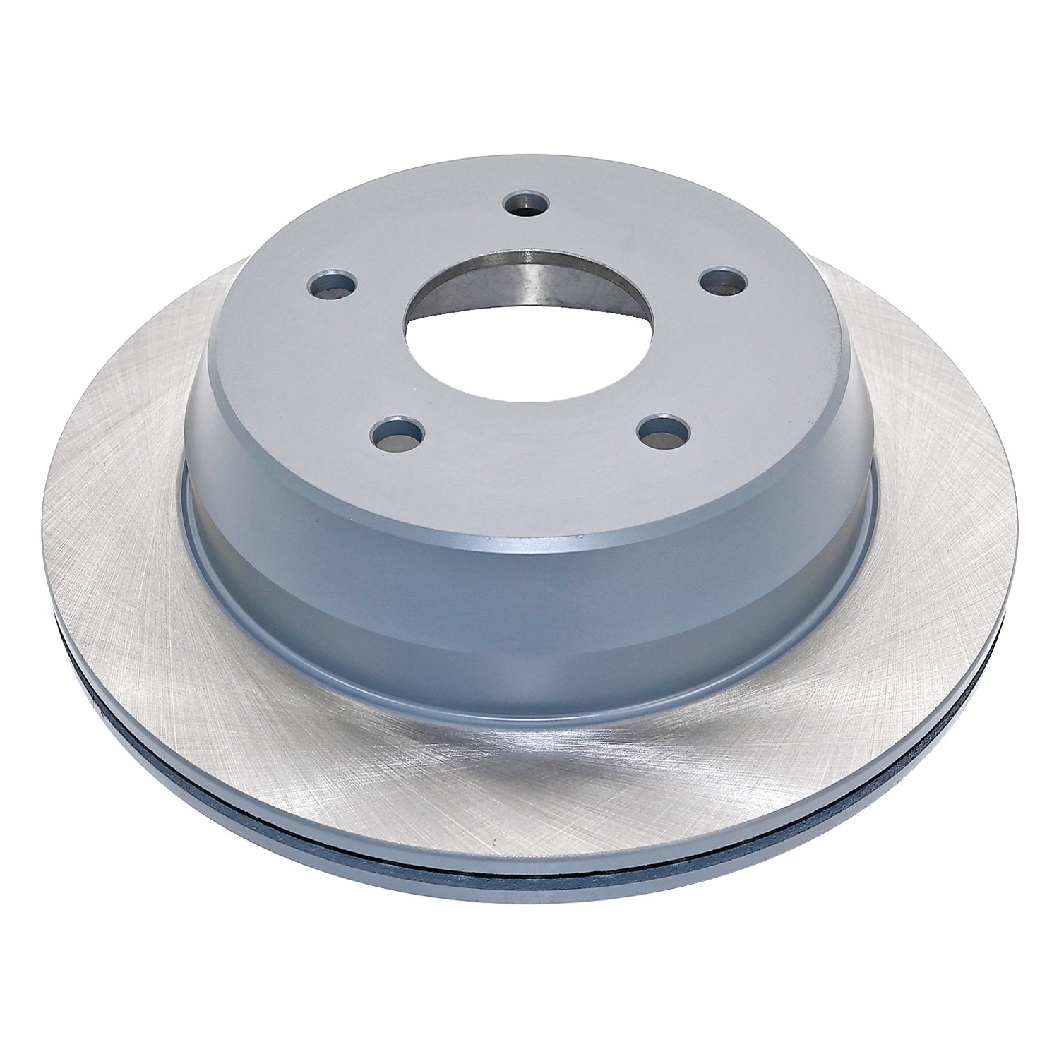 Coated on hat and edge; non-directional swirl finish