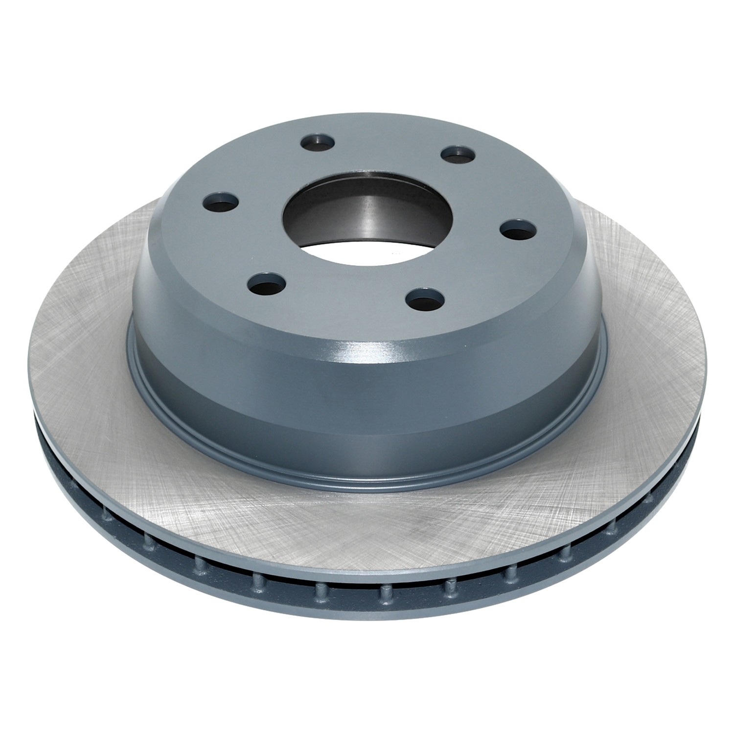 Coated on hat and edge; non-directional swirl finish