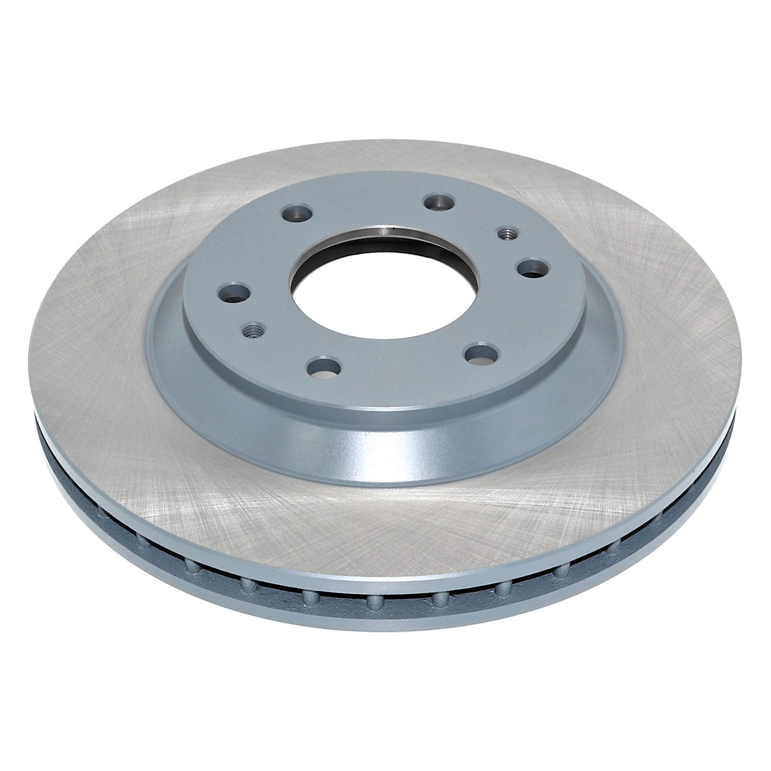 Coated on hat and edge; non-directional swirl finish