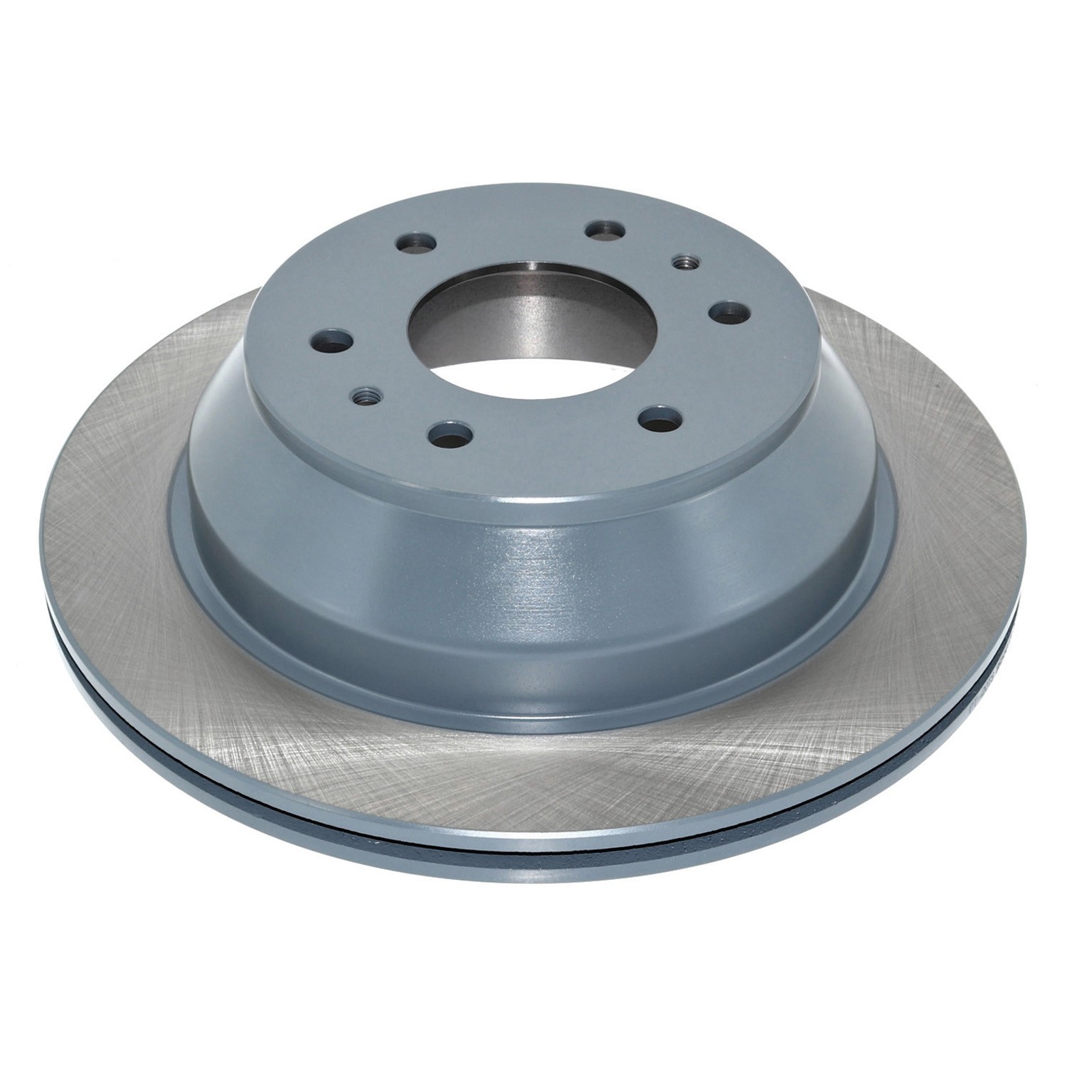 Coated on hat and edge; non-directional swirl finish