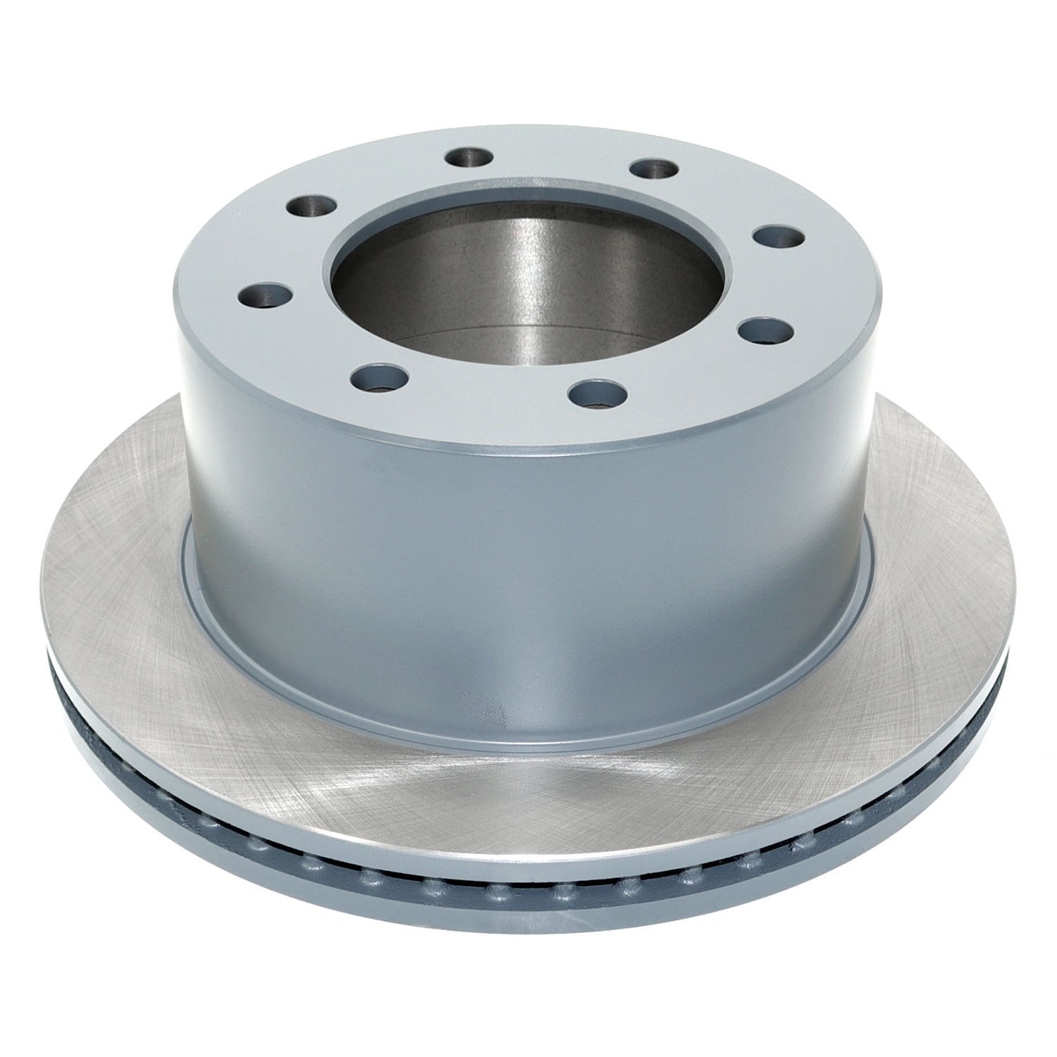 Coated on hat and edge; non-directional swirl finish