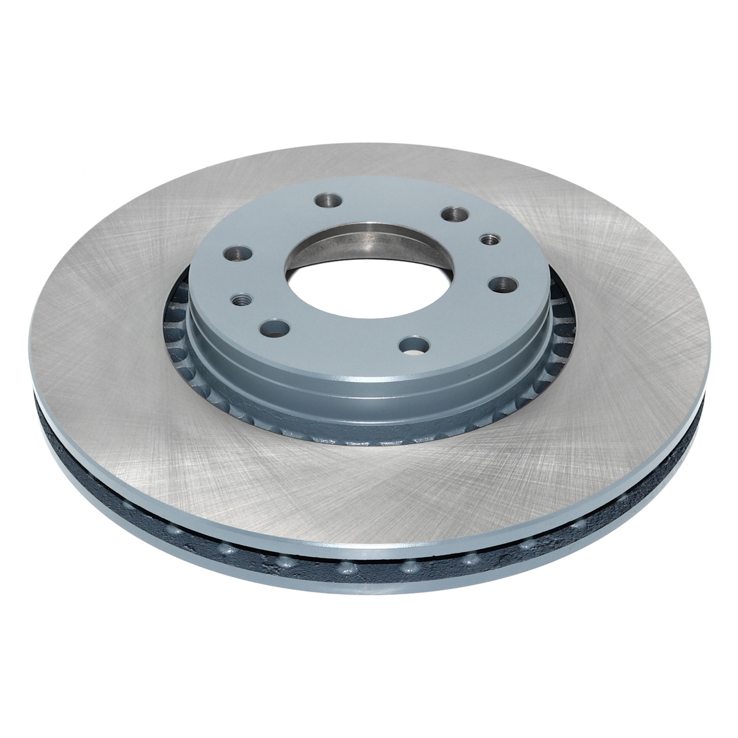 Coated on hat and edge; non-directional swirl finish
