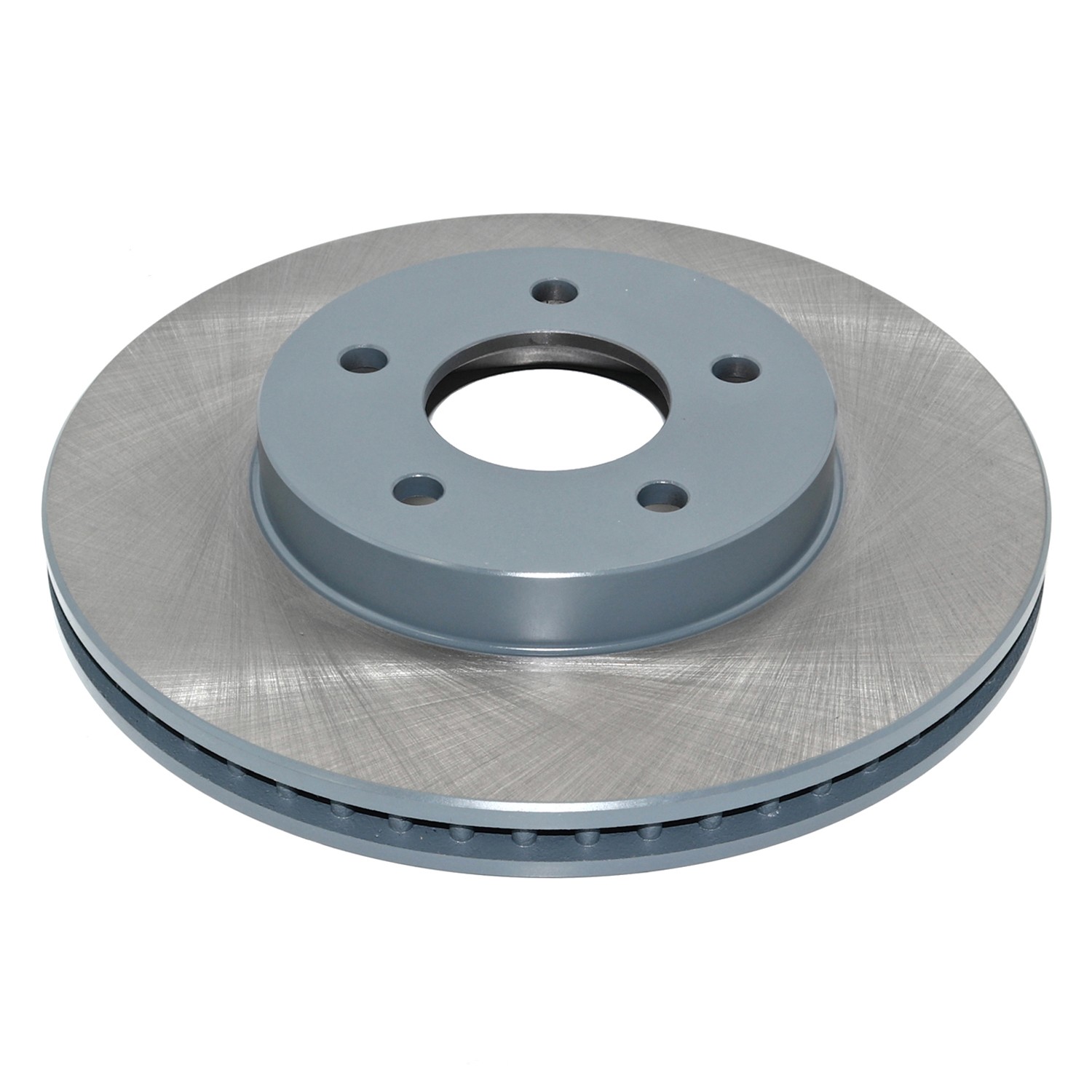 Coated on hat and edge; non-directional swirl finish