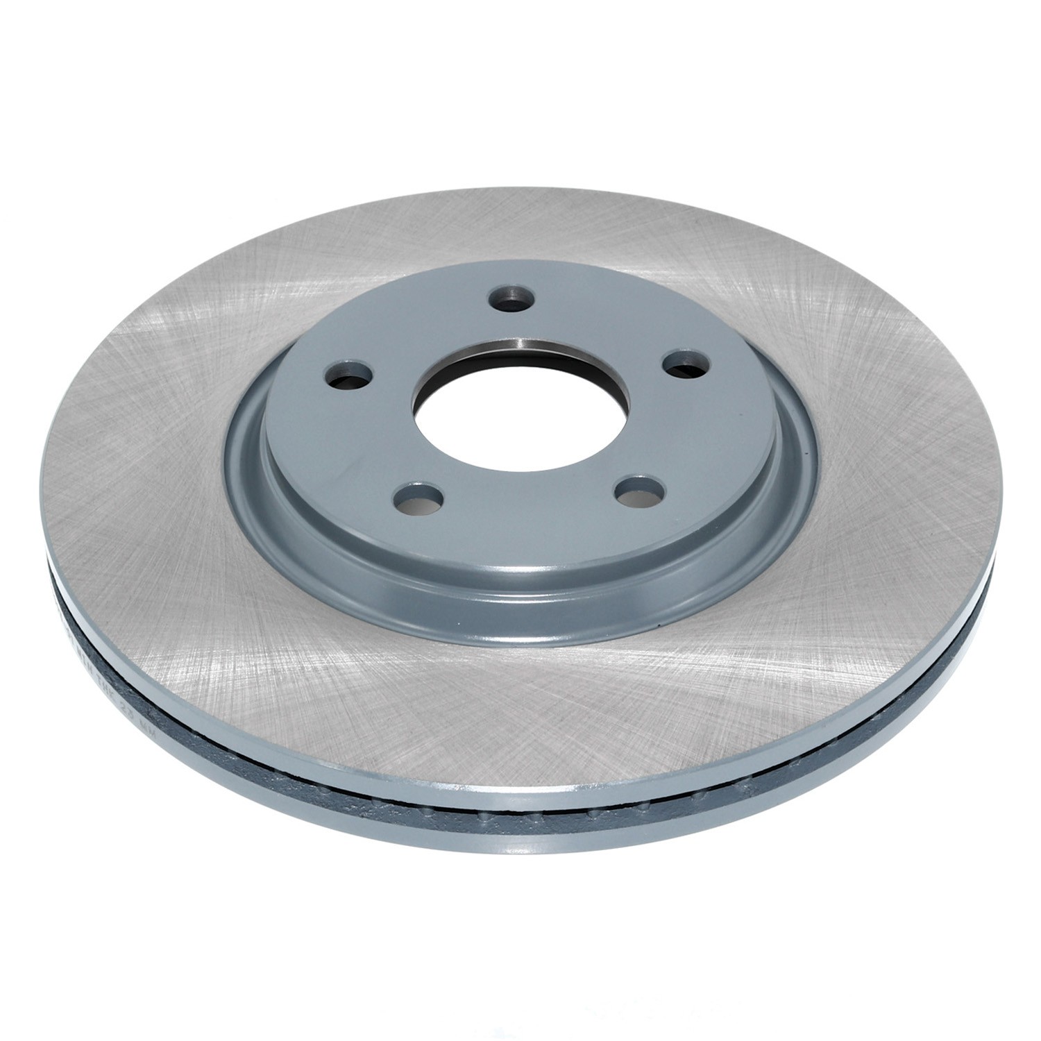 Coated on hat and edge; non-directional swirl finish