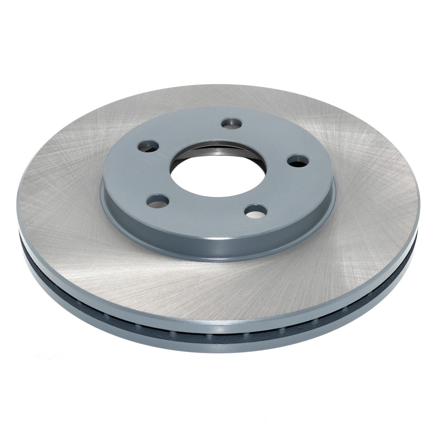 Coated on hat and edge; non-directional swirl finish