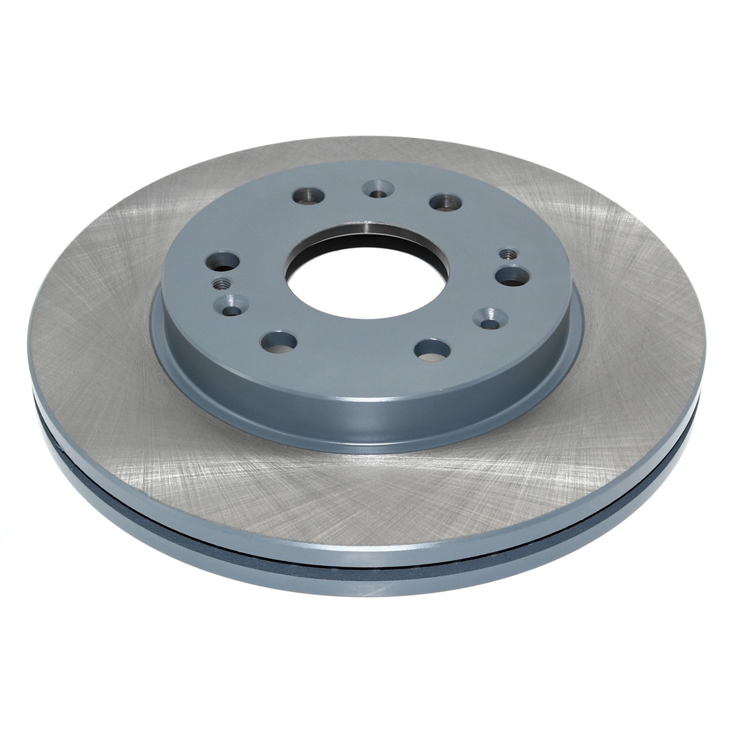 Coated on hat and edge; non-directional swirl finish