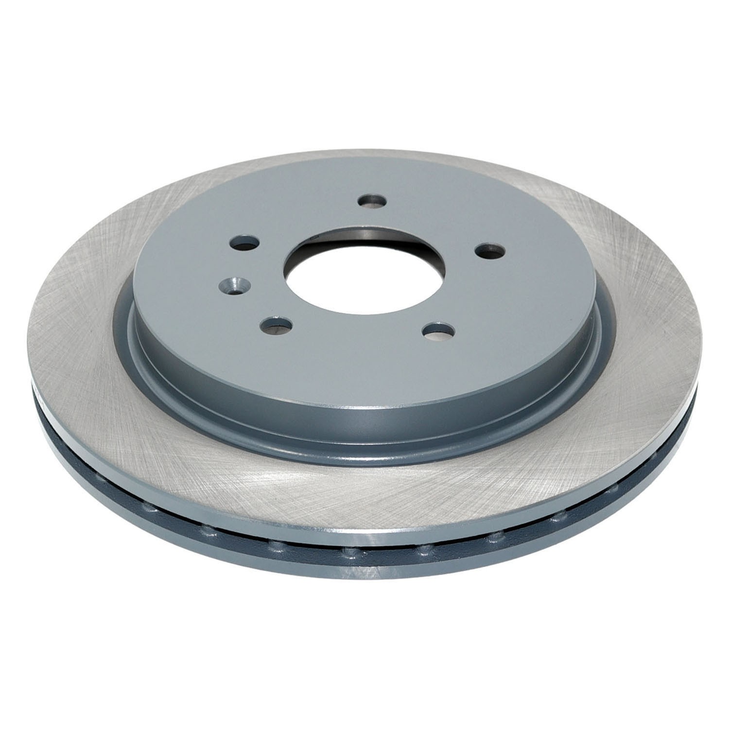 Coated on hat and edge; non-directional swirl finish