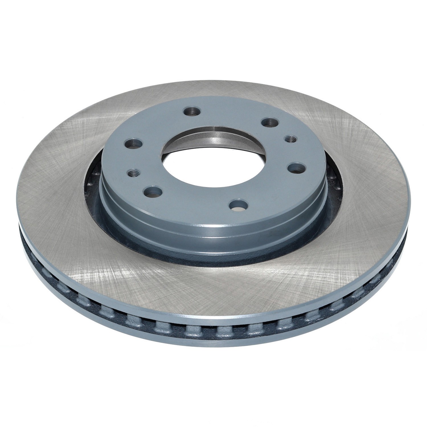 Coated on hat and edge; non-directional swirl finish