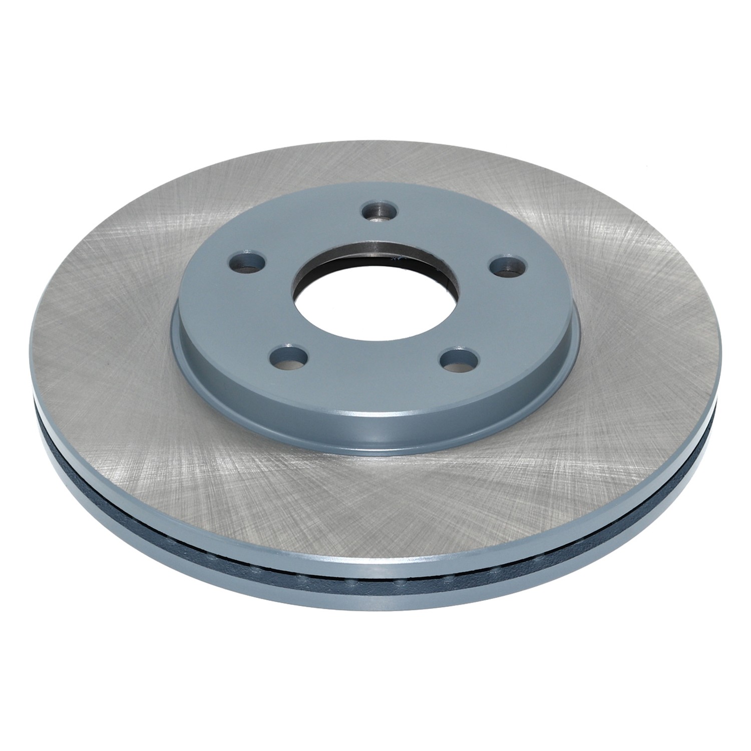 Coated on hat and edge; non-directional swirl finish