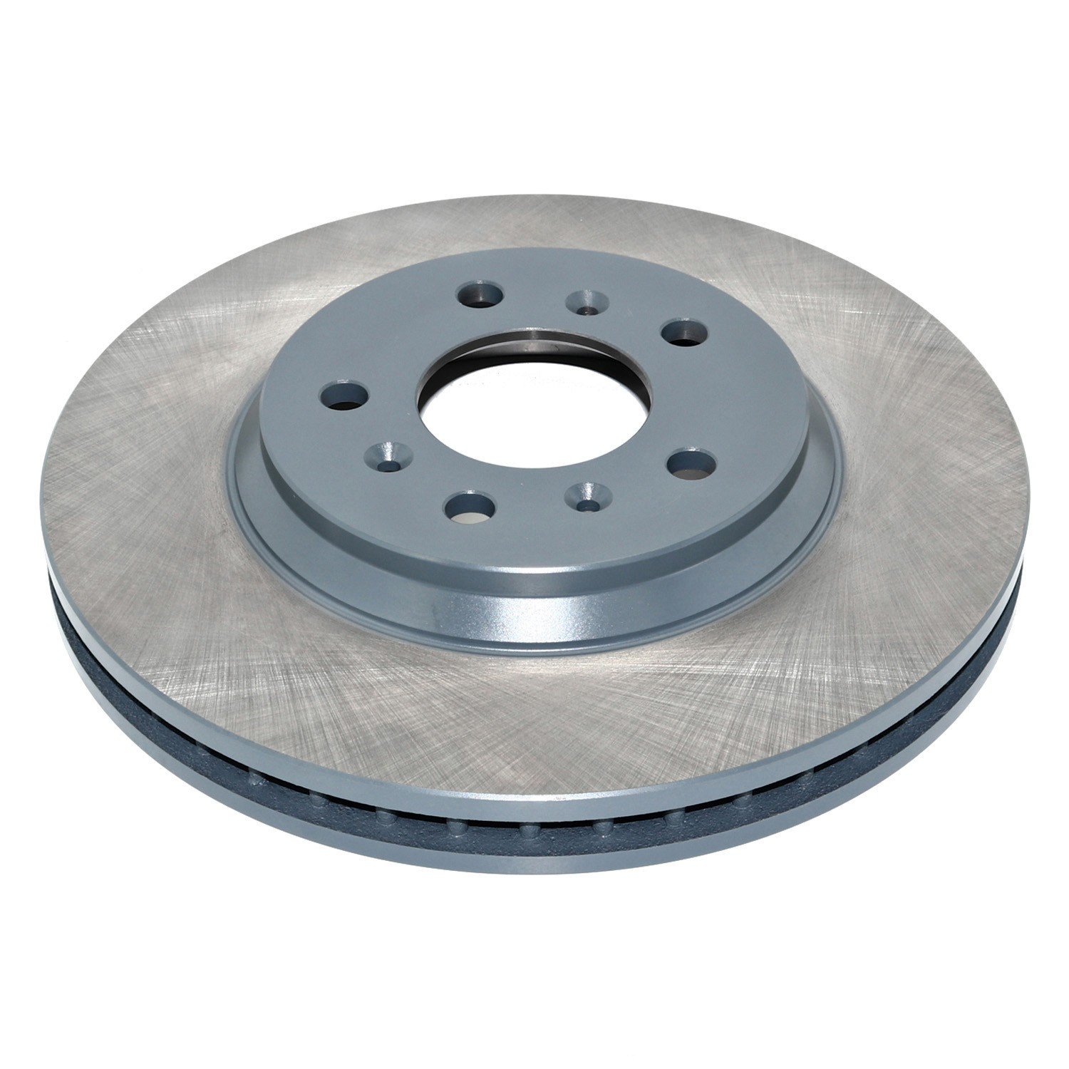 Coated on hat and edge; non-directional swirl finish