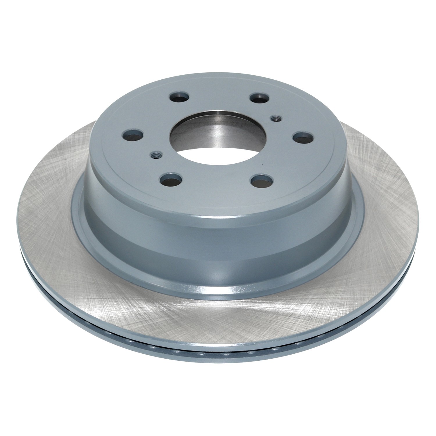 Coated on hat and edge; non-directional swirl finish