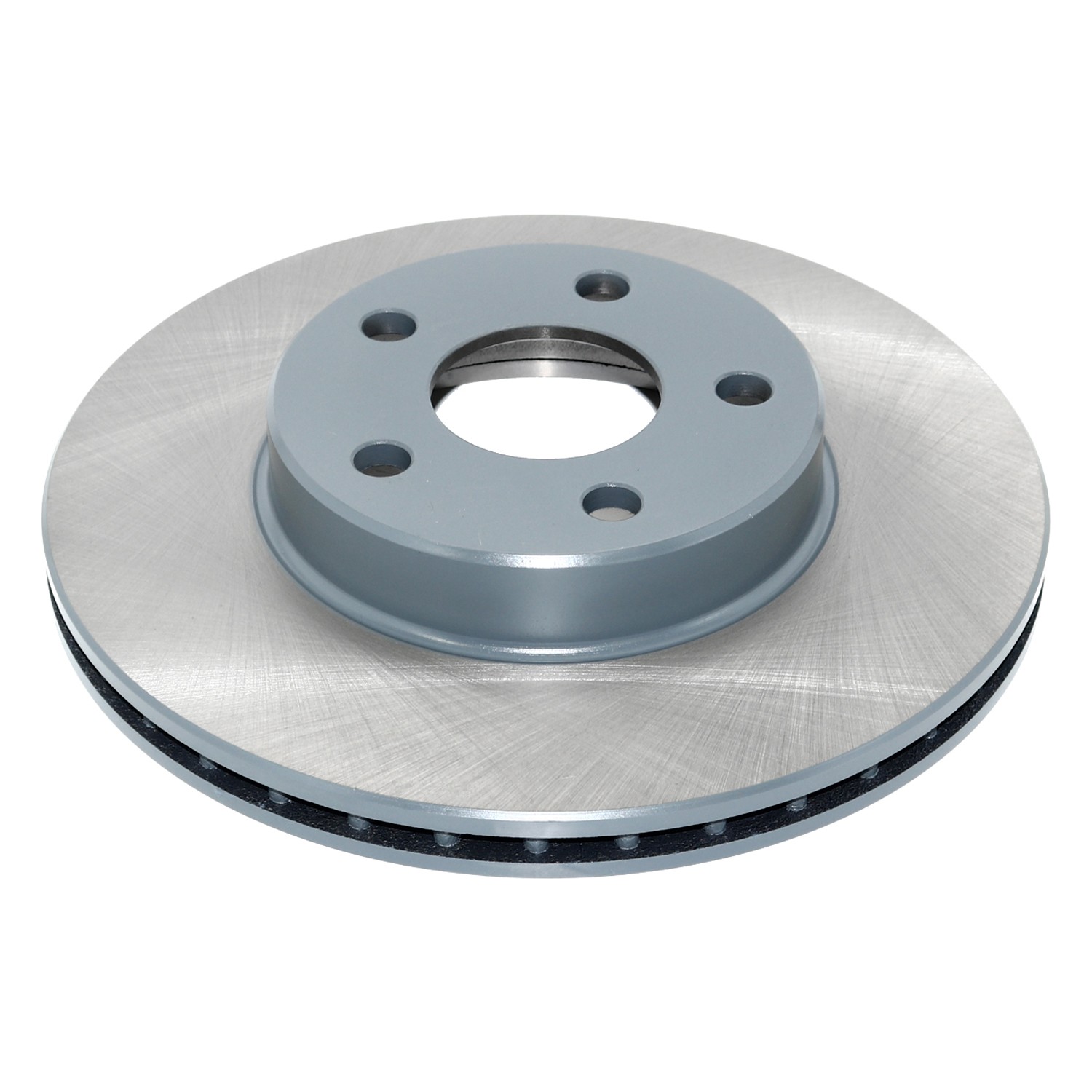 Coated on hat and edge; non-directional swirl finish