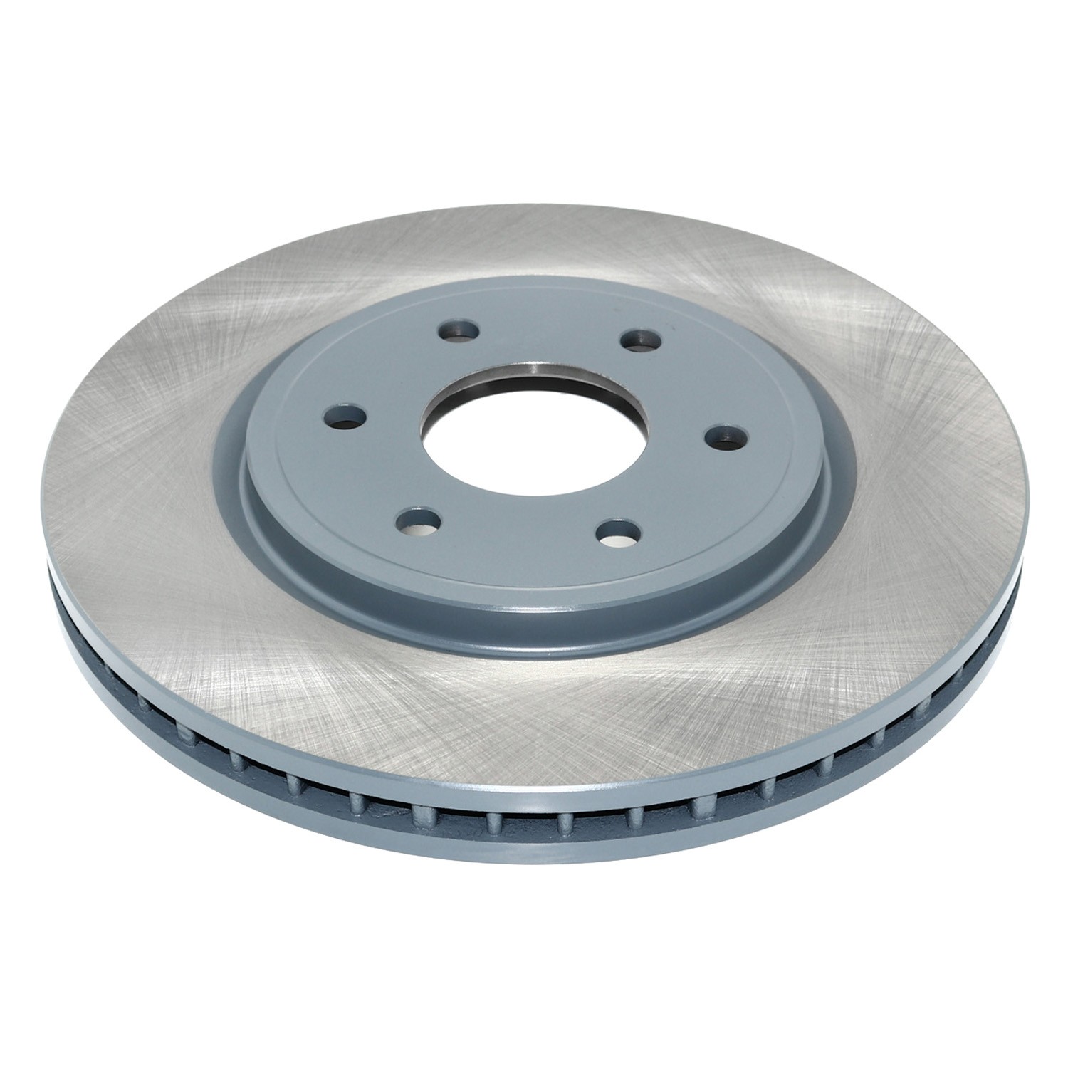 Coated on hat and edge; non-directional swirl finish