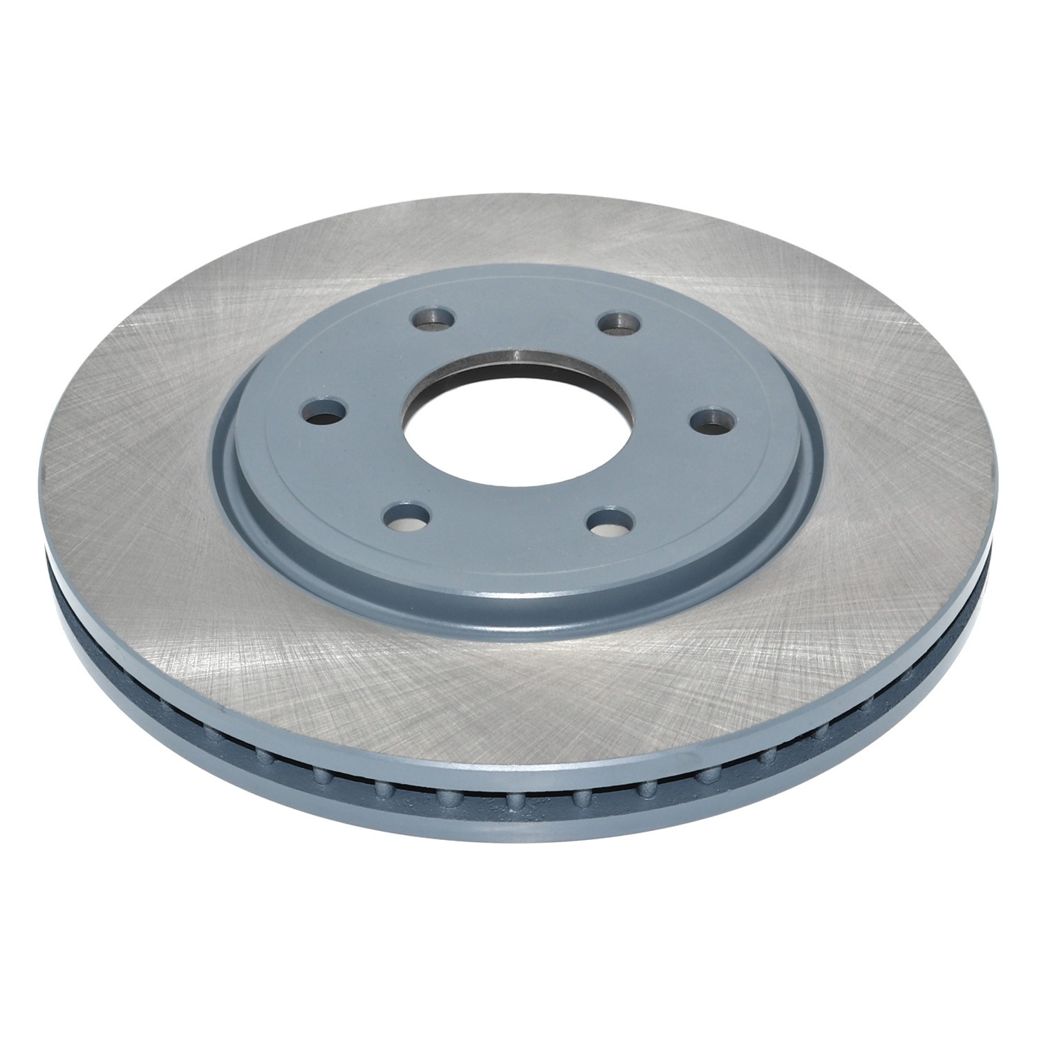 Coated on hat and edge; non-directional swirl finish