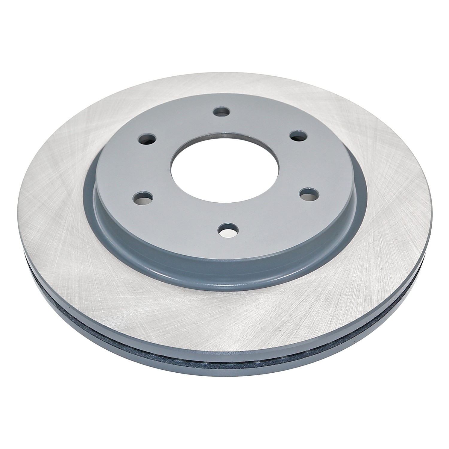 Coated on hat and edge; non-directional swirl finish
