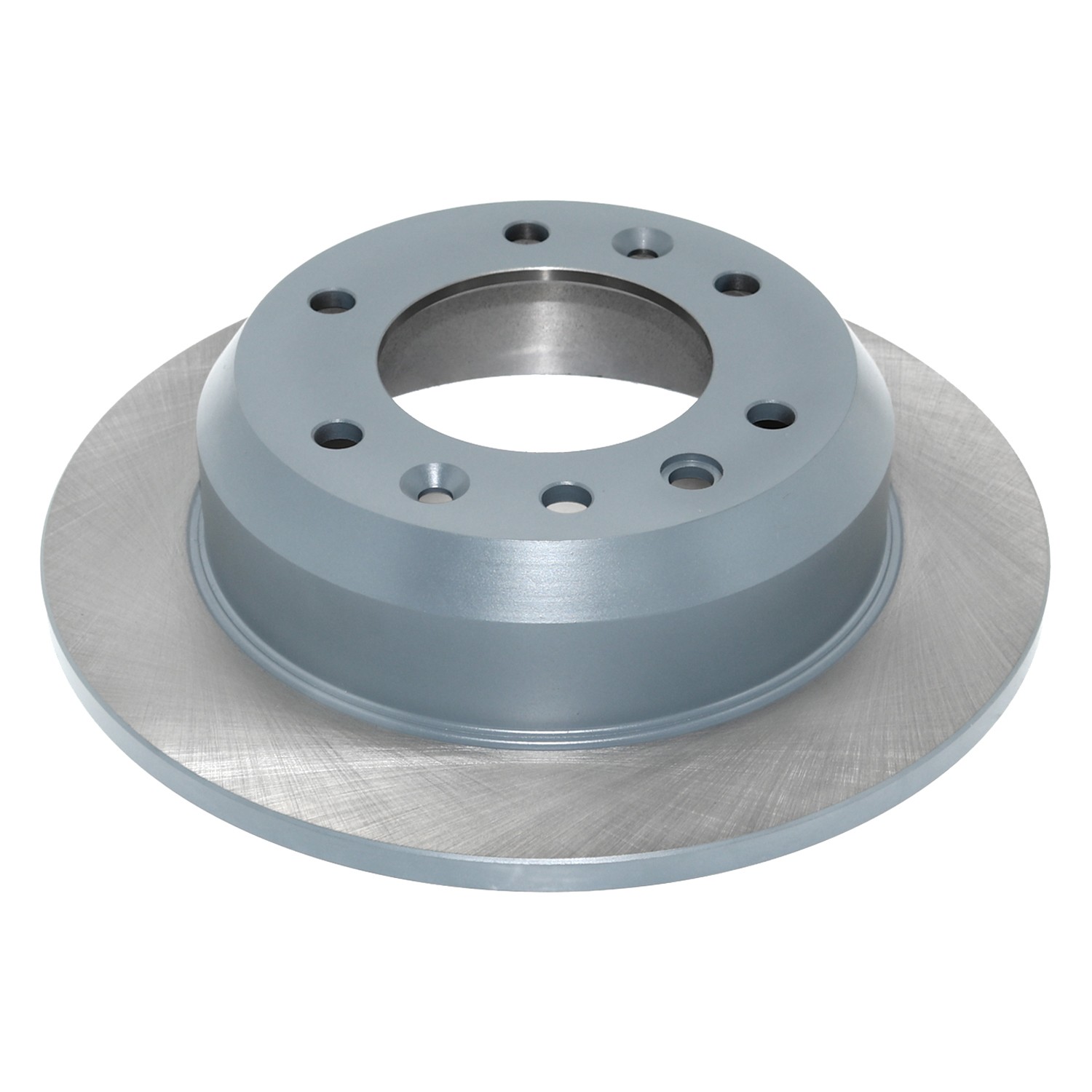 Coated on hat and edge; non-directional swirl finish