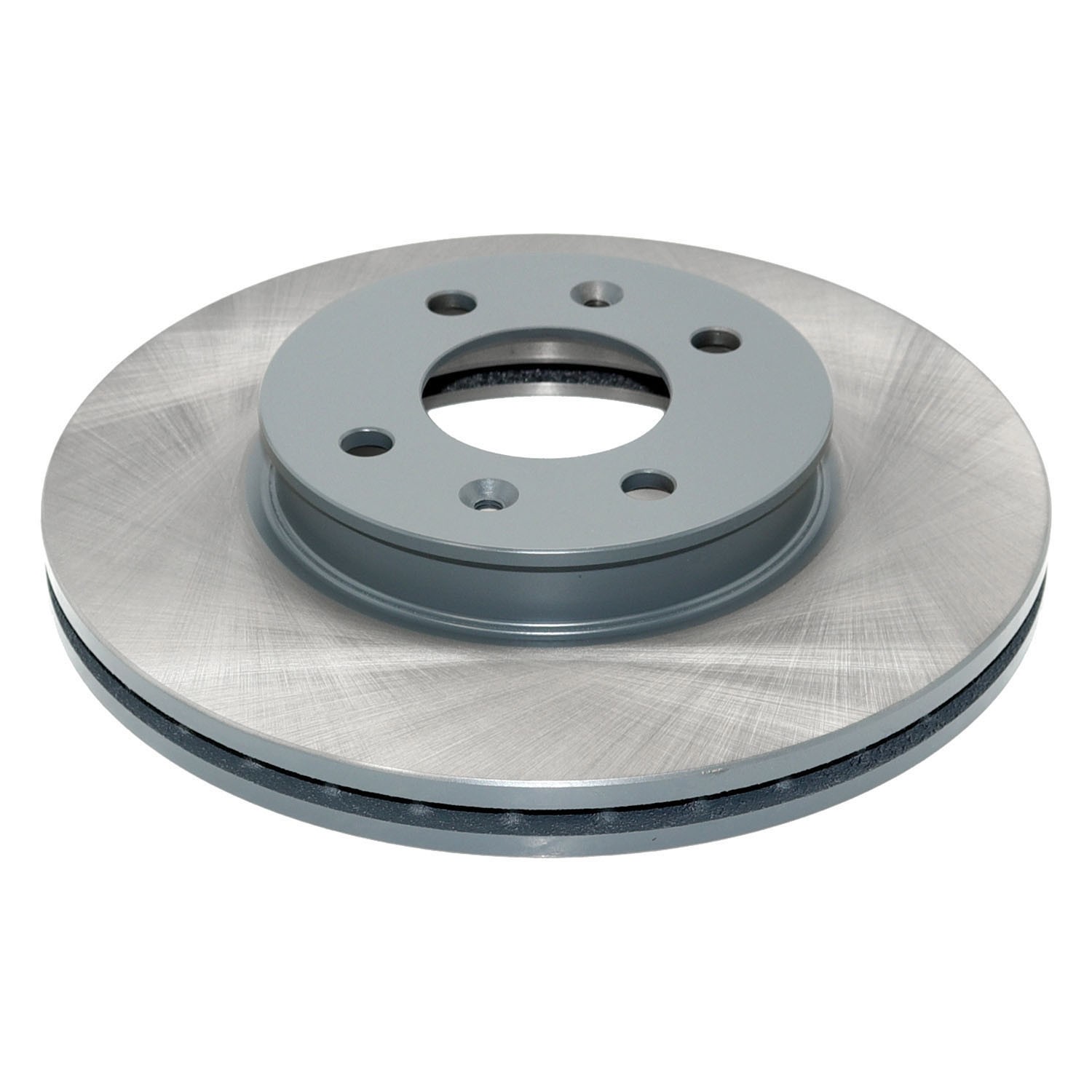 Coated on hat and edge; non-directional swirl finish