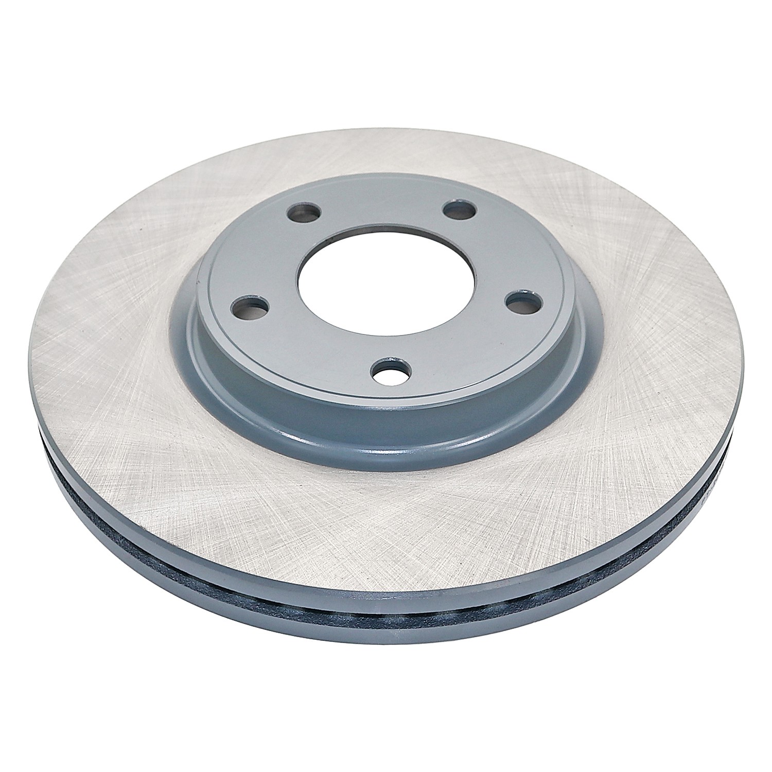 Coated on hat and edge; non-directional swirl finish