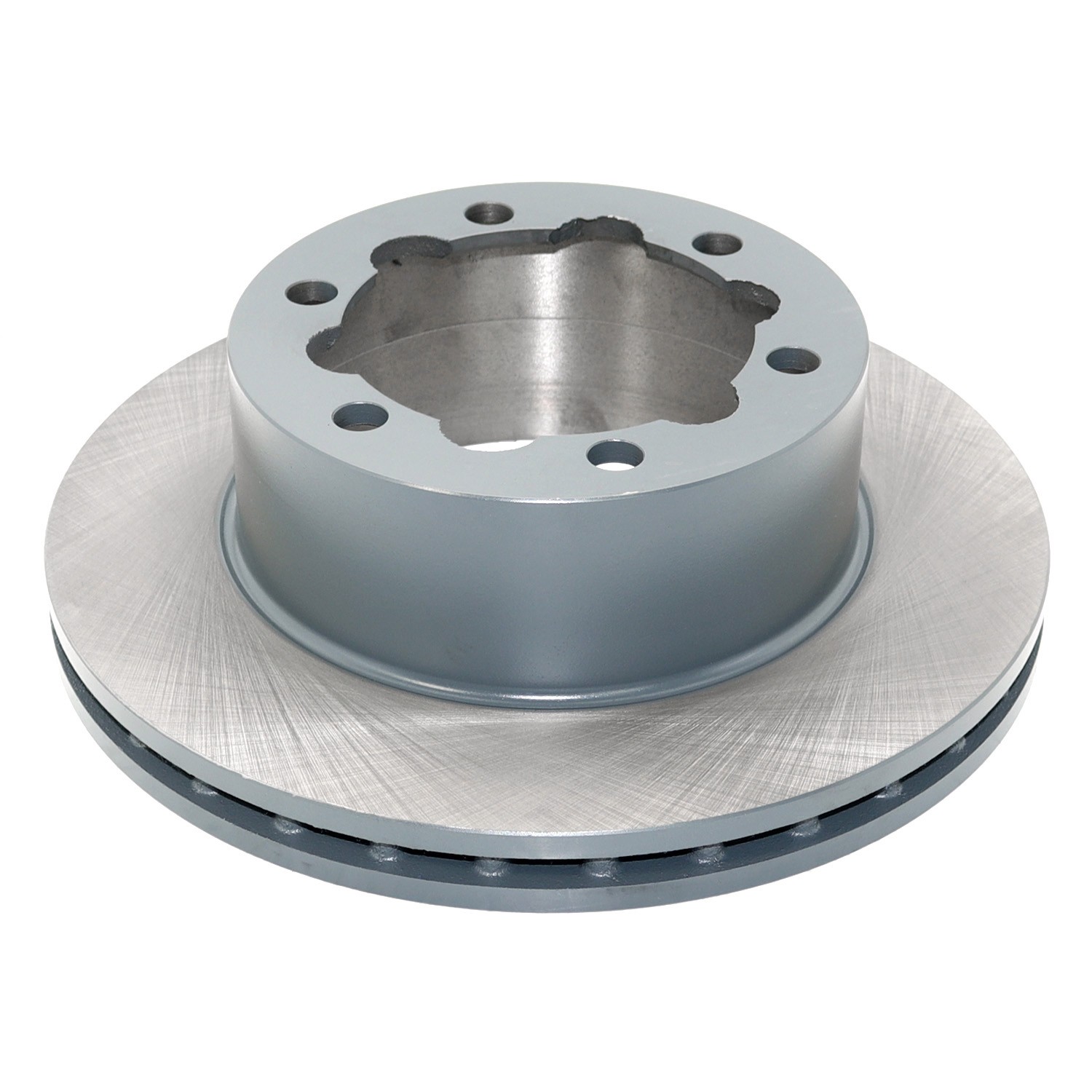 Coated on hat and edge; non-directional swirl finish