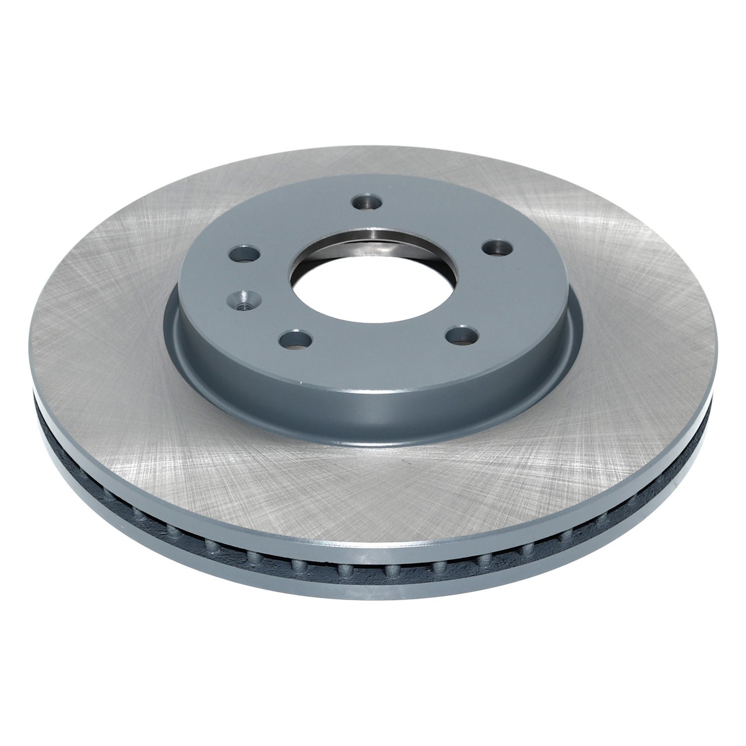 Coated on hat and edge; non-directional swirl finish