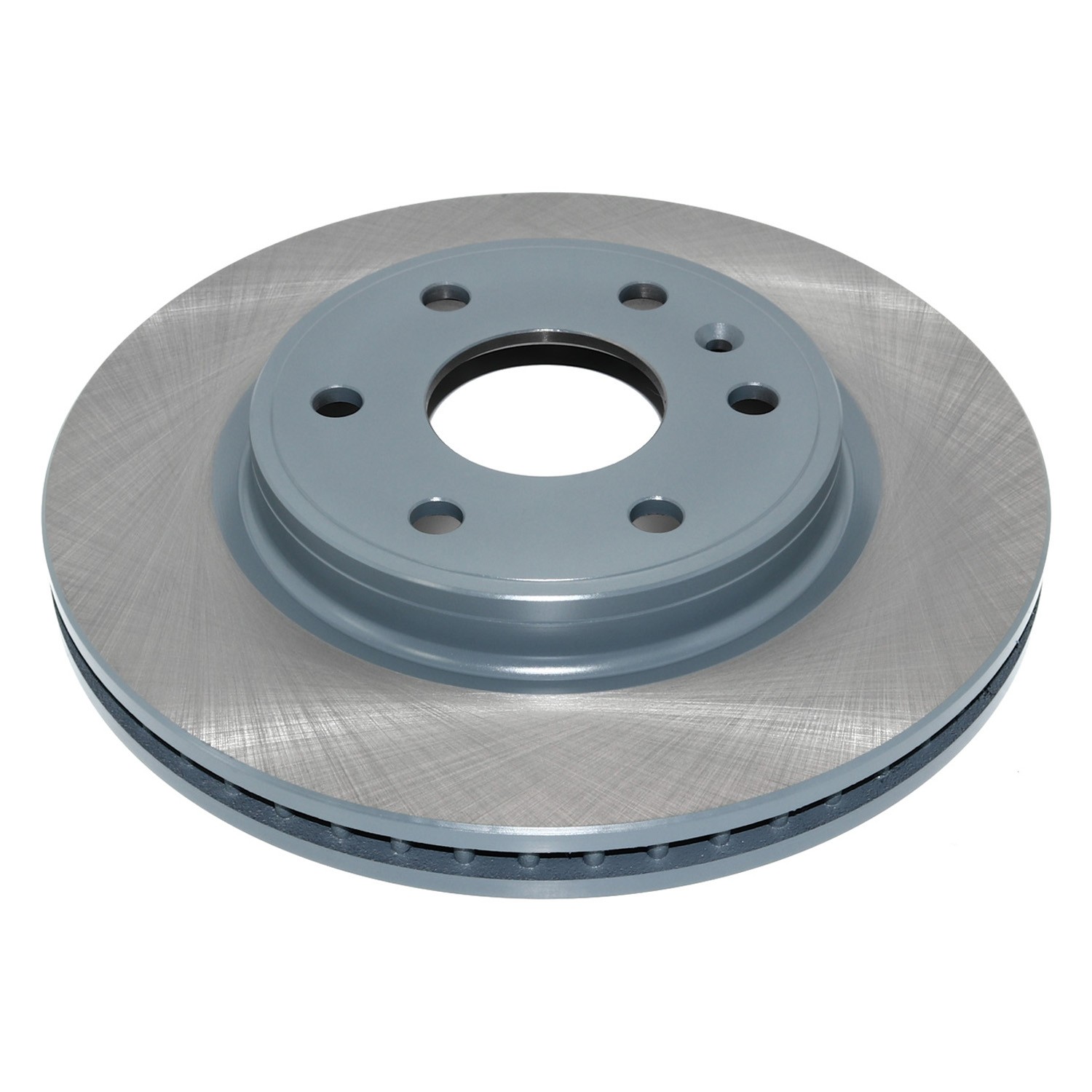 Coated on hat and edge; non-directional swirl finish