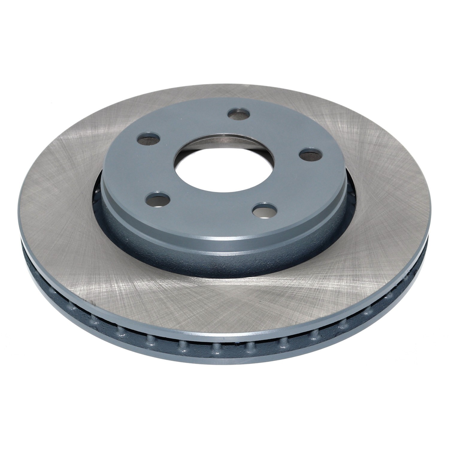 Coated on hat and edge; non-directional swirl finish