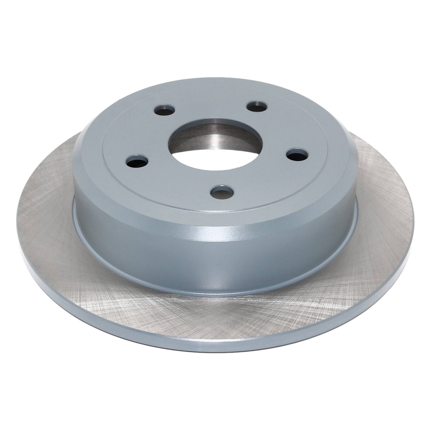 Coated on hat and edge; non-directional swirl finish
