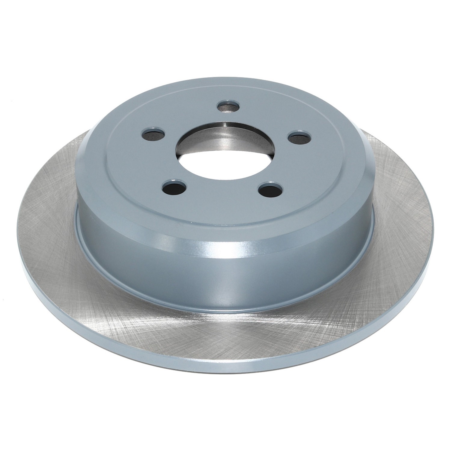 Coated on hat and edge; non-directional swirl finish