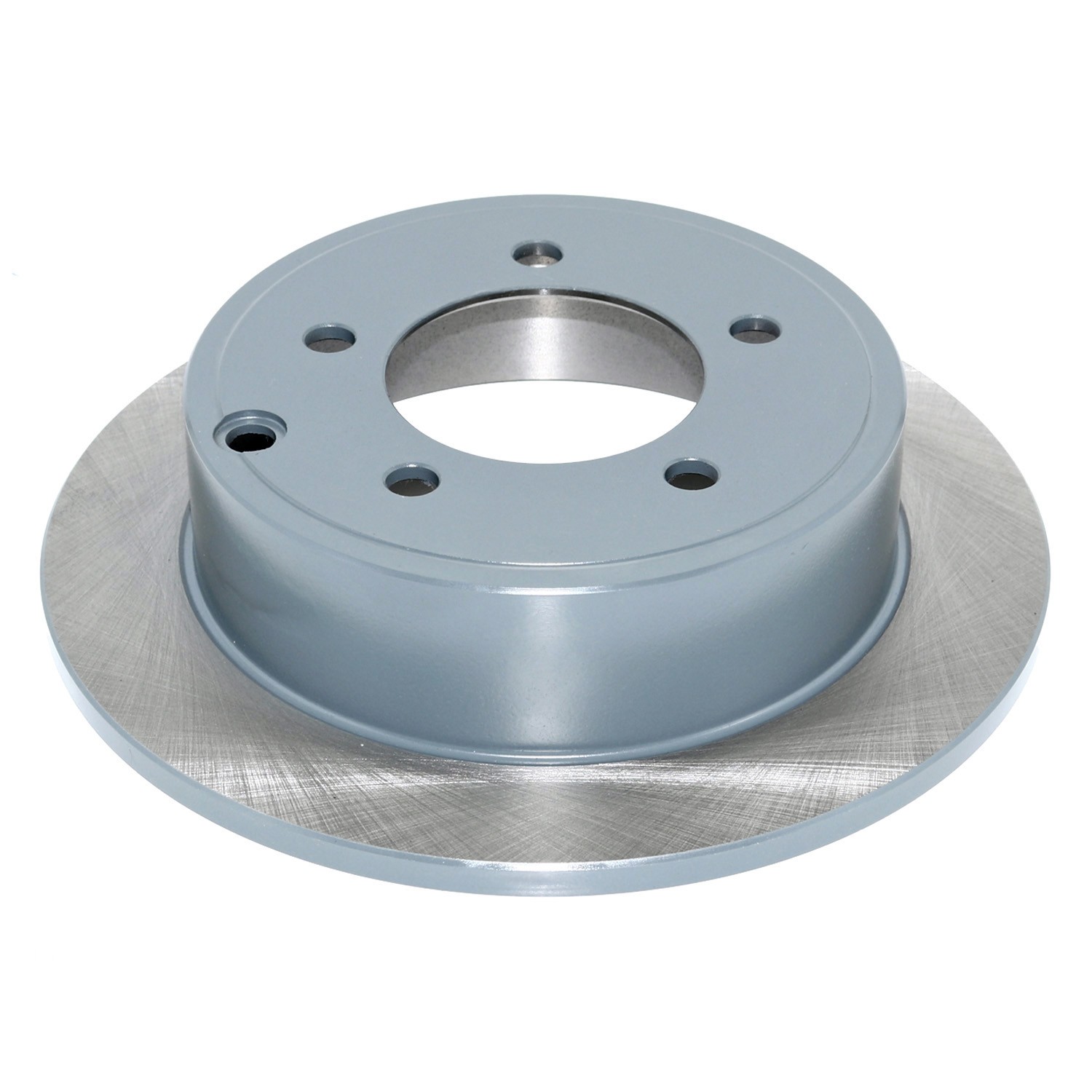 Coated on hat and edge; non-directional swirl finish