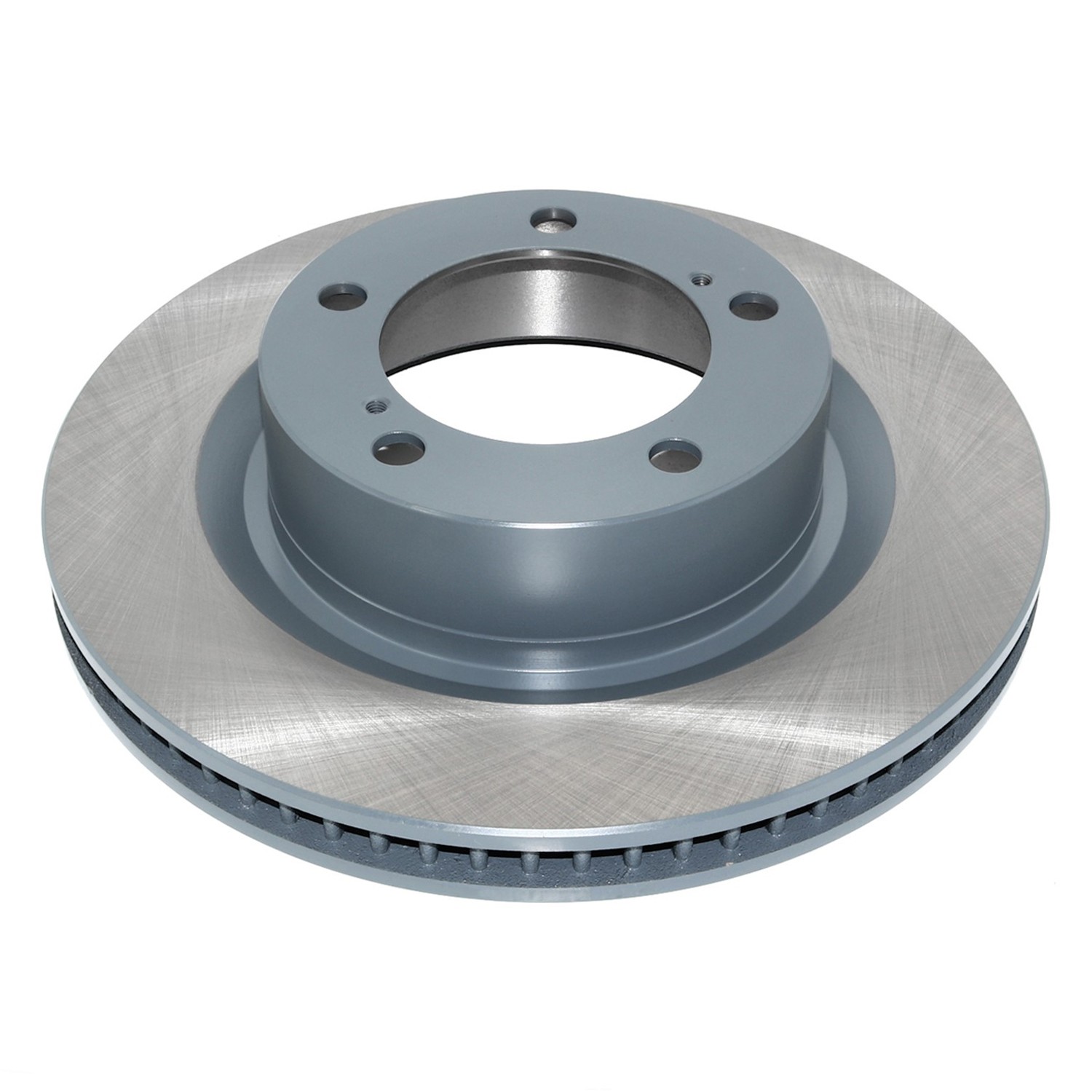 Coated on hat and edge; non-directional swirl finish