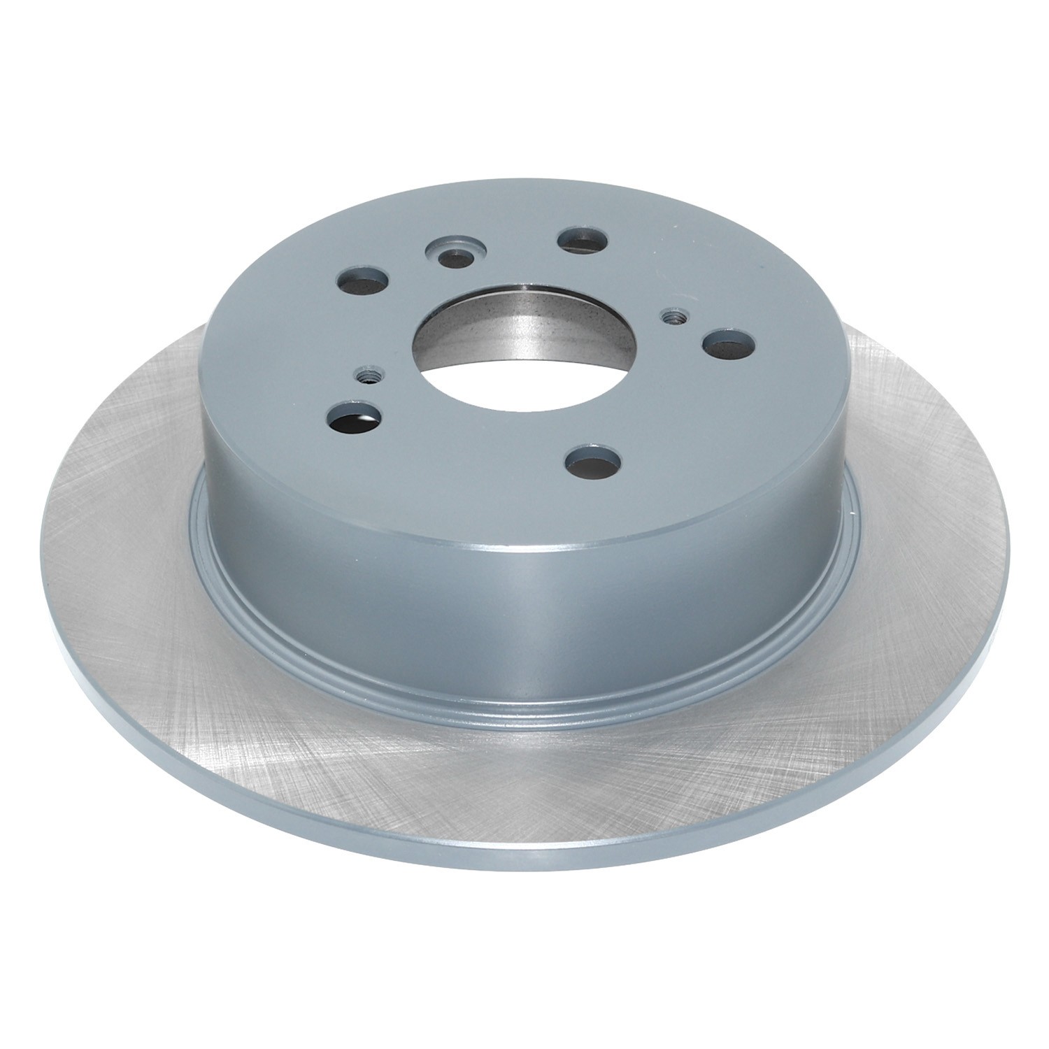 Coated on hat and edge; non-directional swirl finish