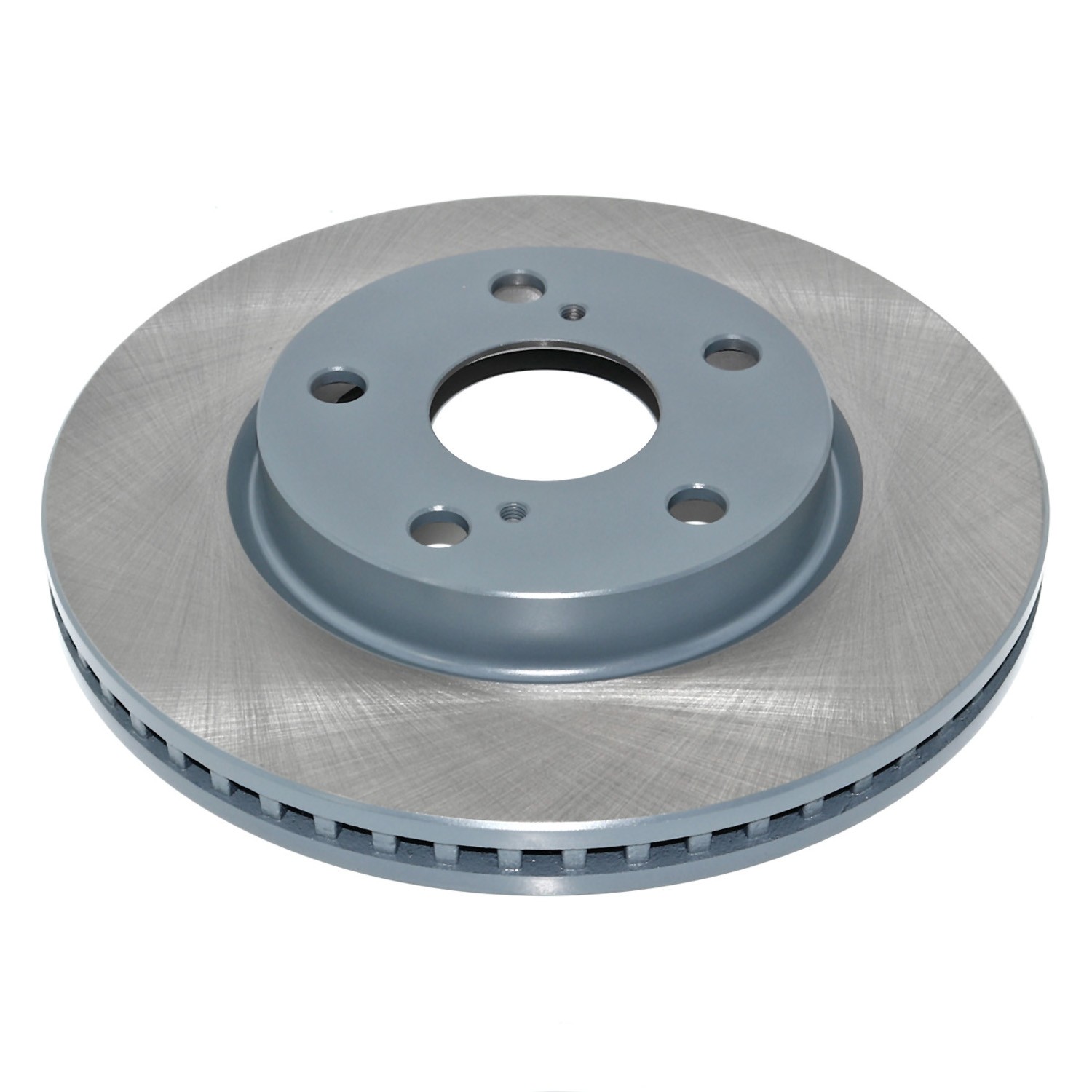 Coated on hat and edge; non-directional swirl finish