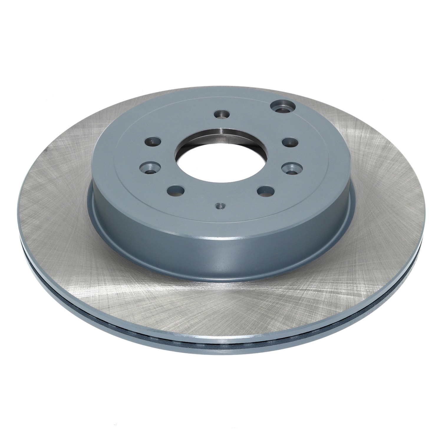 Coated on hat and edge; non-directional swirl finish