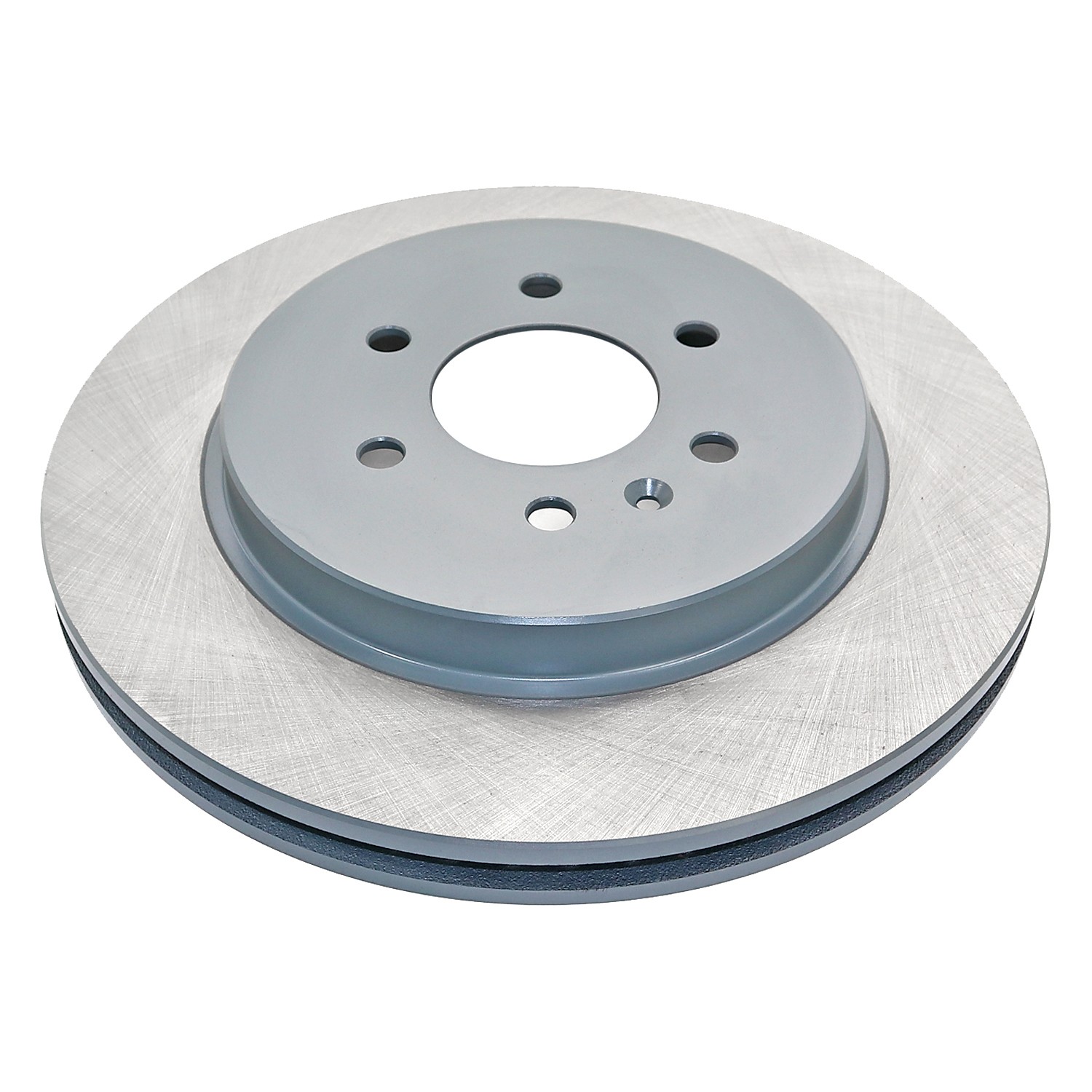 Coated on hat and edge; non-directional swirl finish