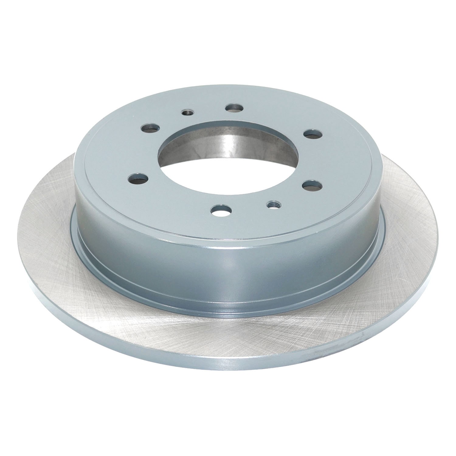 Coated on hat and edge; non-directional swirl finish