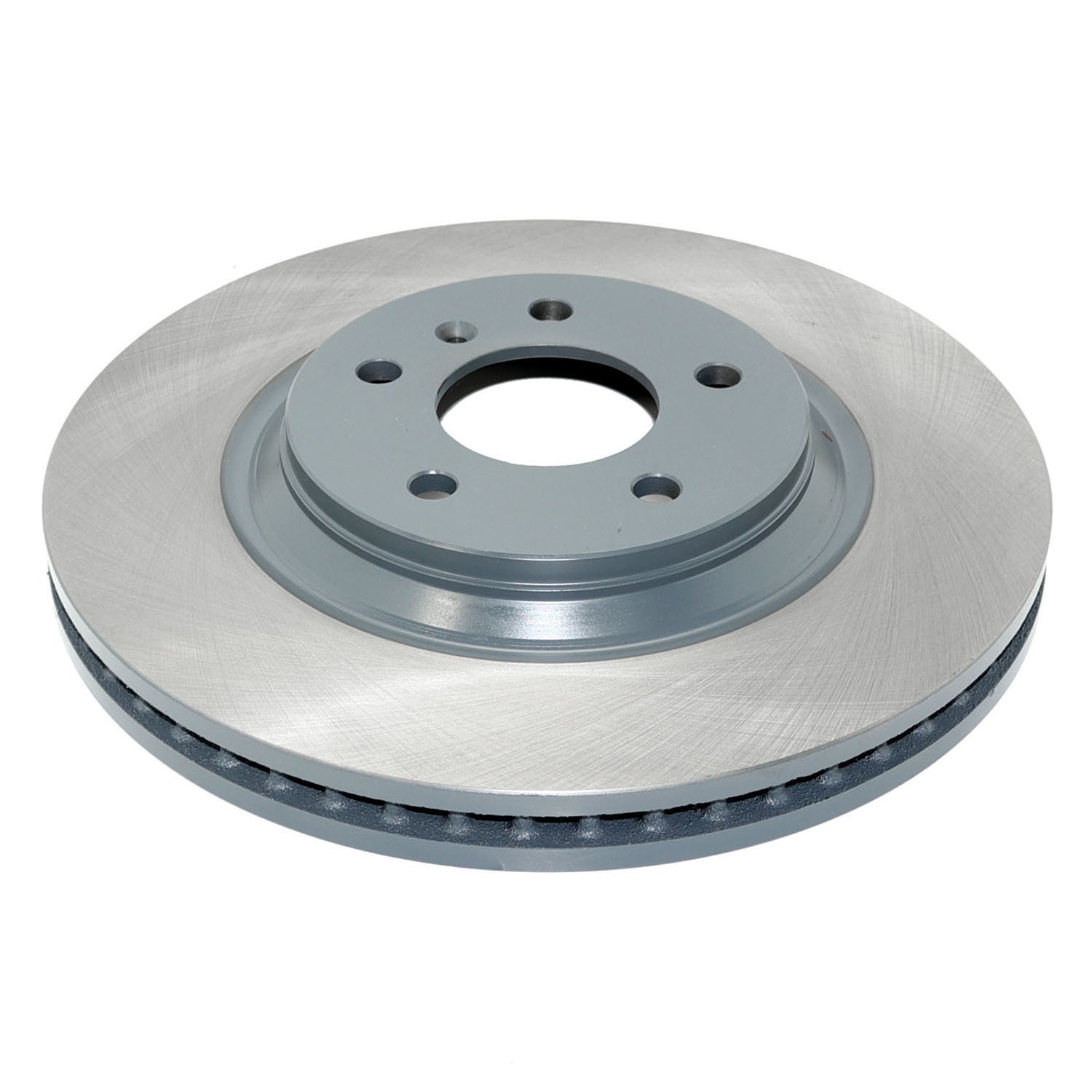 Coated on hat and edge; non-directional swirl finish