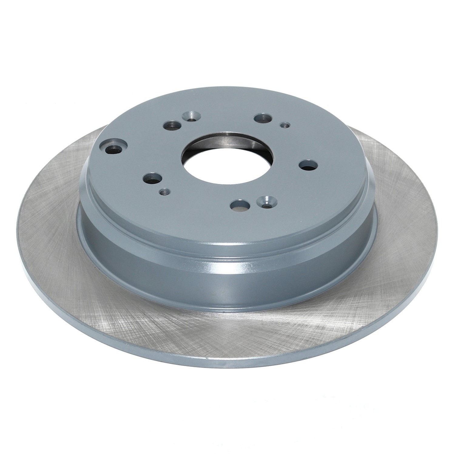 Coated on hat and edge; non-directional swirl finish