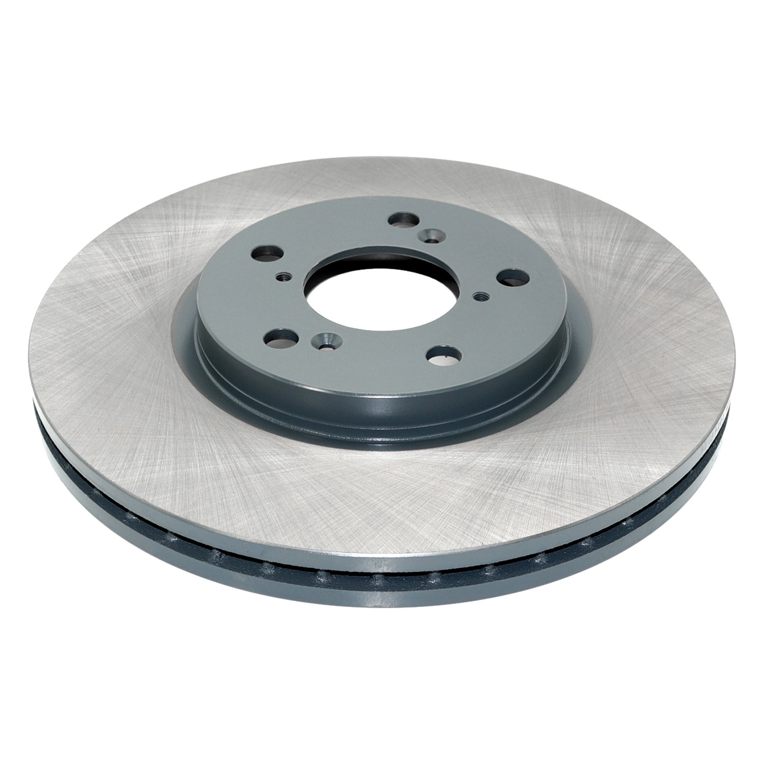 Coated on hat and edge; non-directional swirl finish